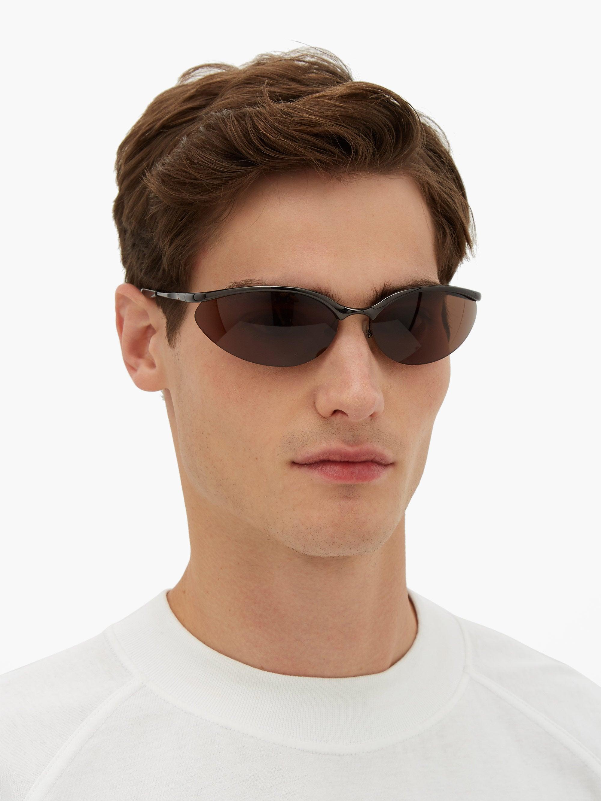Invisible Oval Sunglasses in Silverblack  Balenciaga US