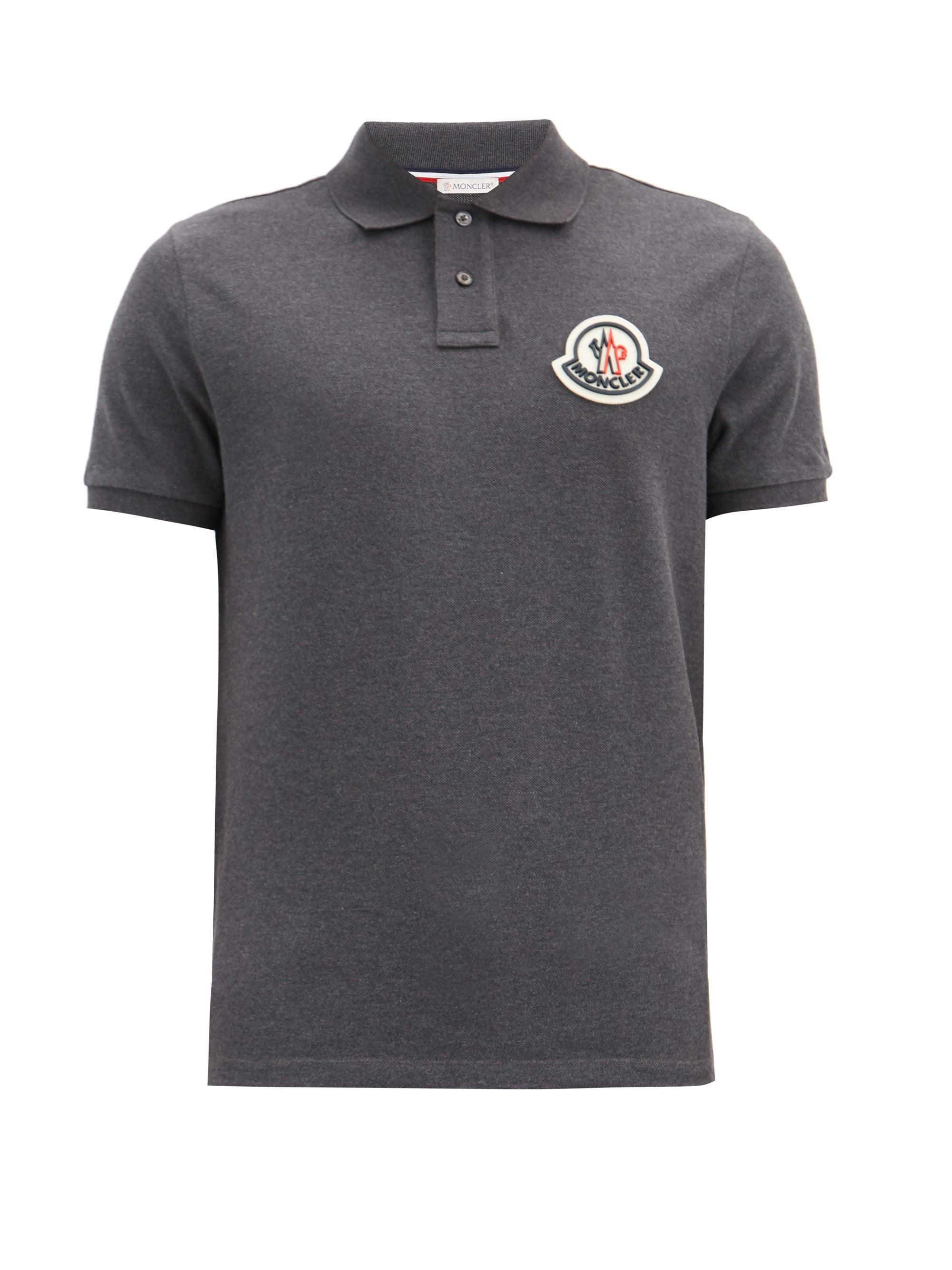 Moncler Logo-patch Cotton-piqué Polo Shirt in Dark Grey (Gray) for Men ...