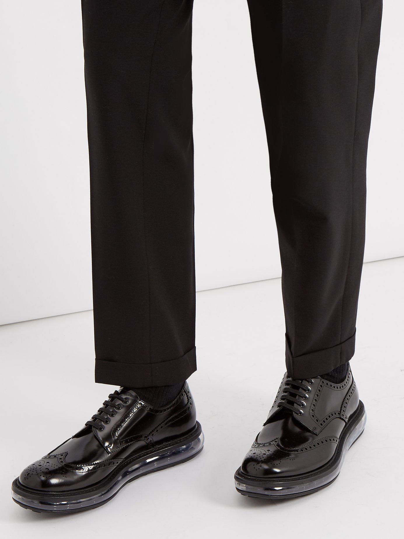 Prada Bubble-midsole Leather Brogues in Black for Men | Lyst