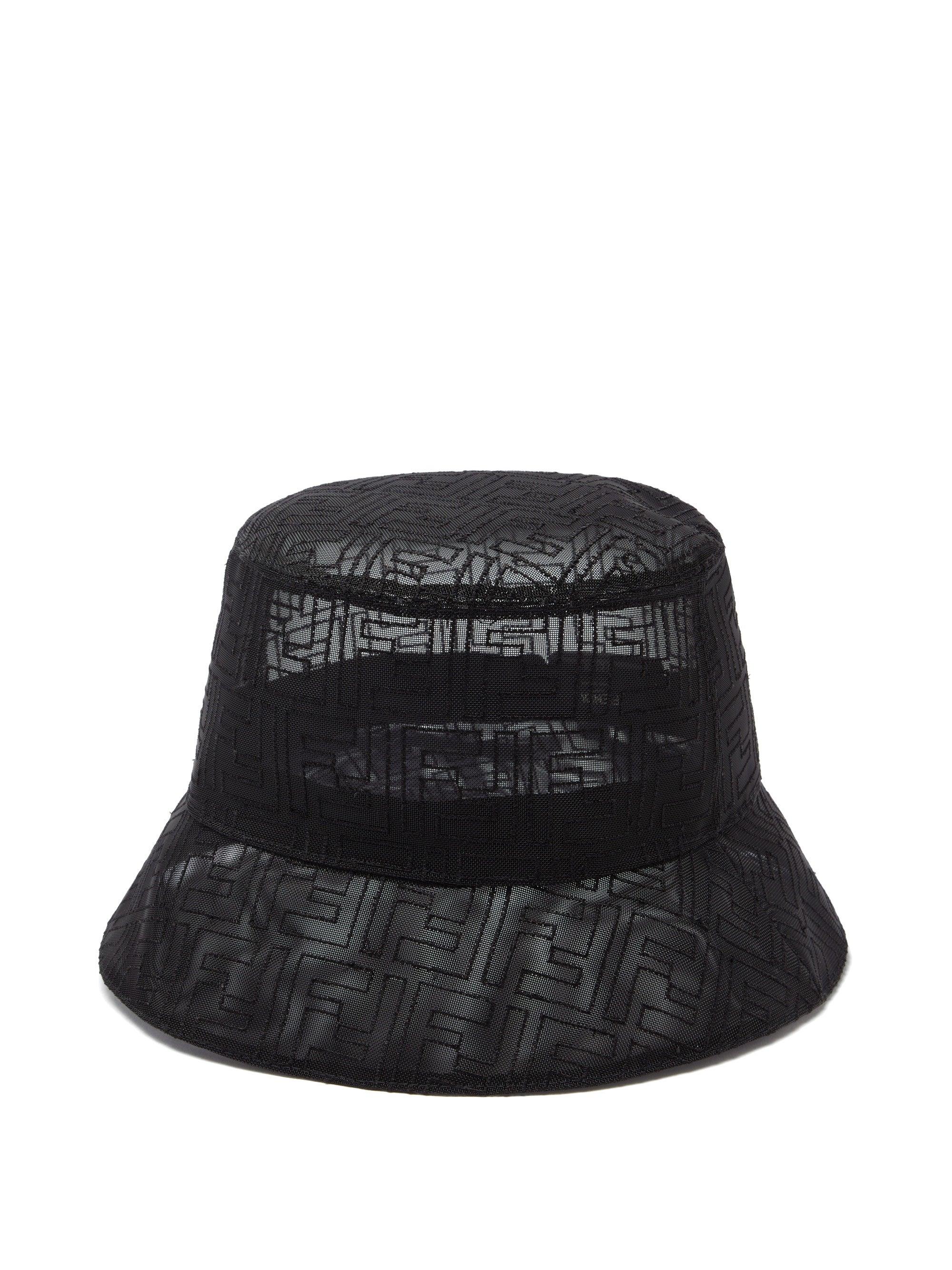 Fendi Ff-jacquard Mesh Bucket Hat in Black for Men | Lyst
