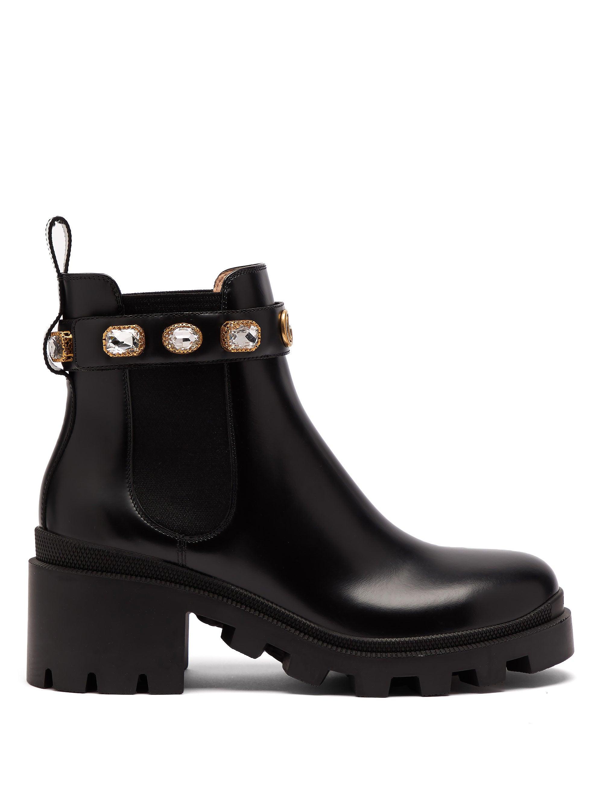 Gucci Leather Ankle Boot With Belt in Black - Save 64% - Lyst