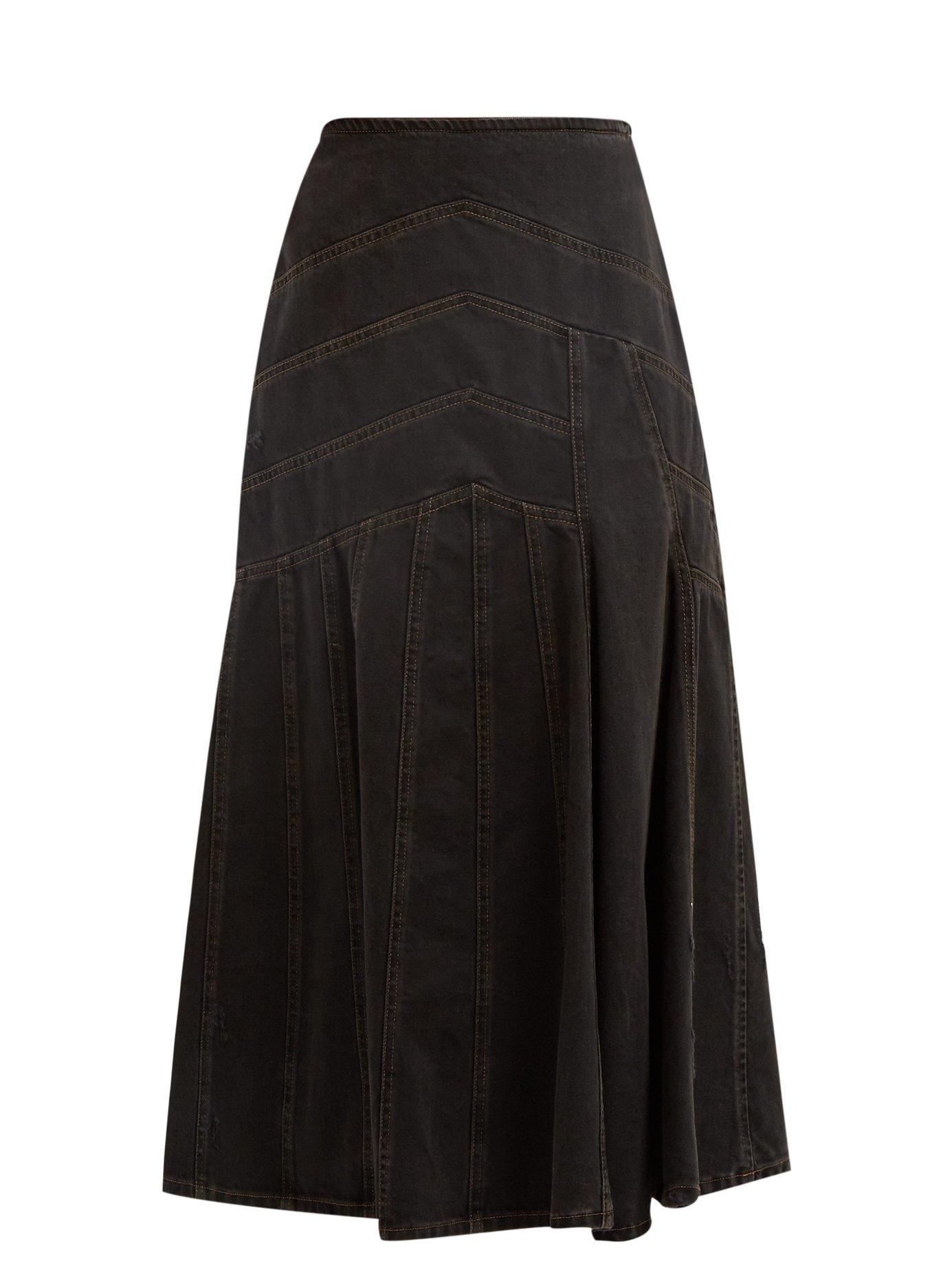 Lyst - Miu Miu Panelled Denim Midi Skirt in Gray - Save 31%