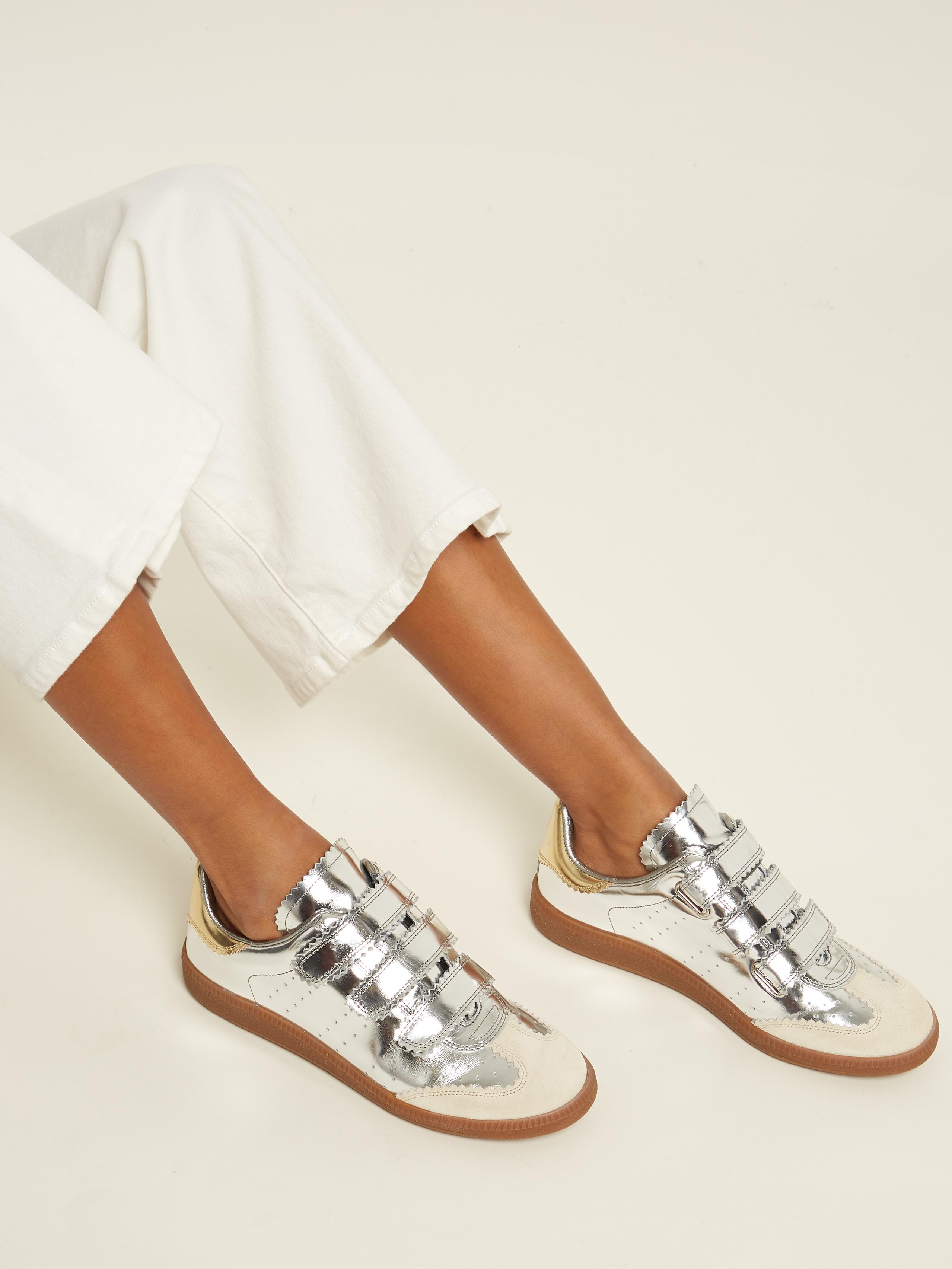 Isabel Marant Beth Pinked-edge Low-top Leather Trainers in Metallic | Lyst
