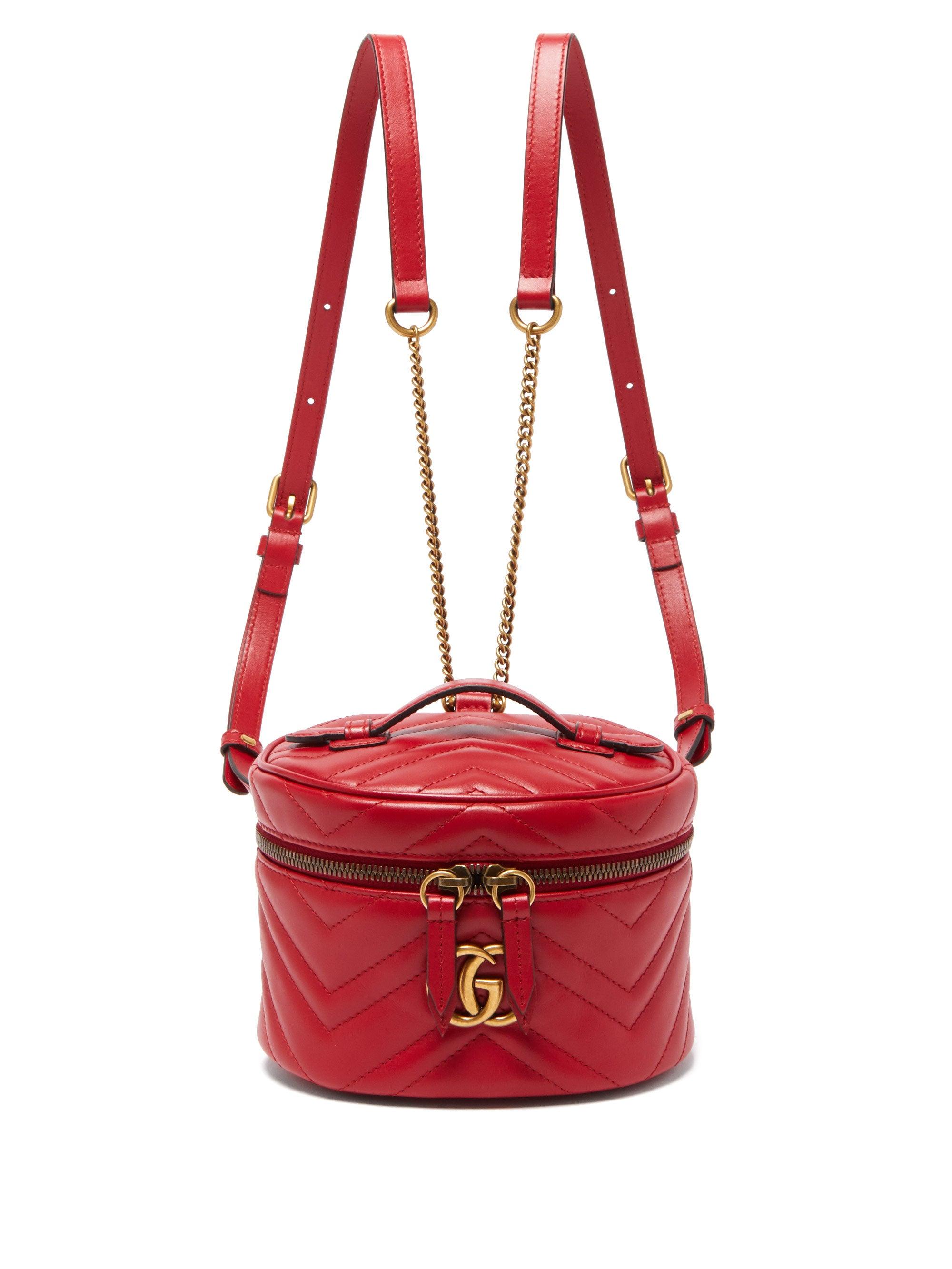 Gucci red Matelassé Leather GG Marmont Mini Bag