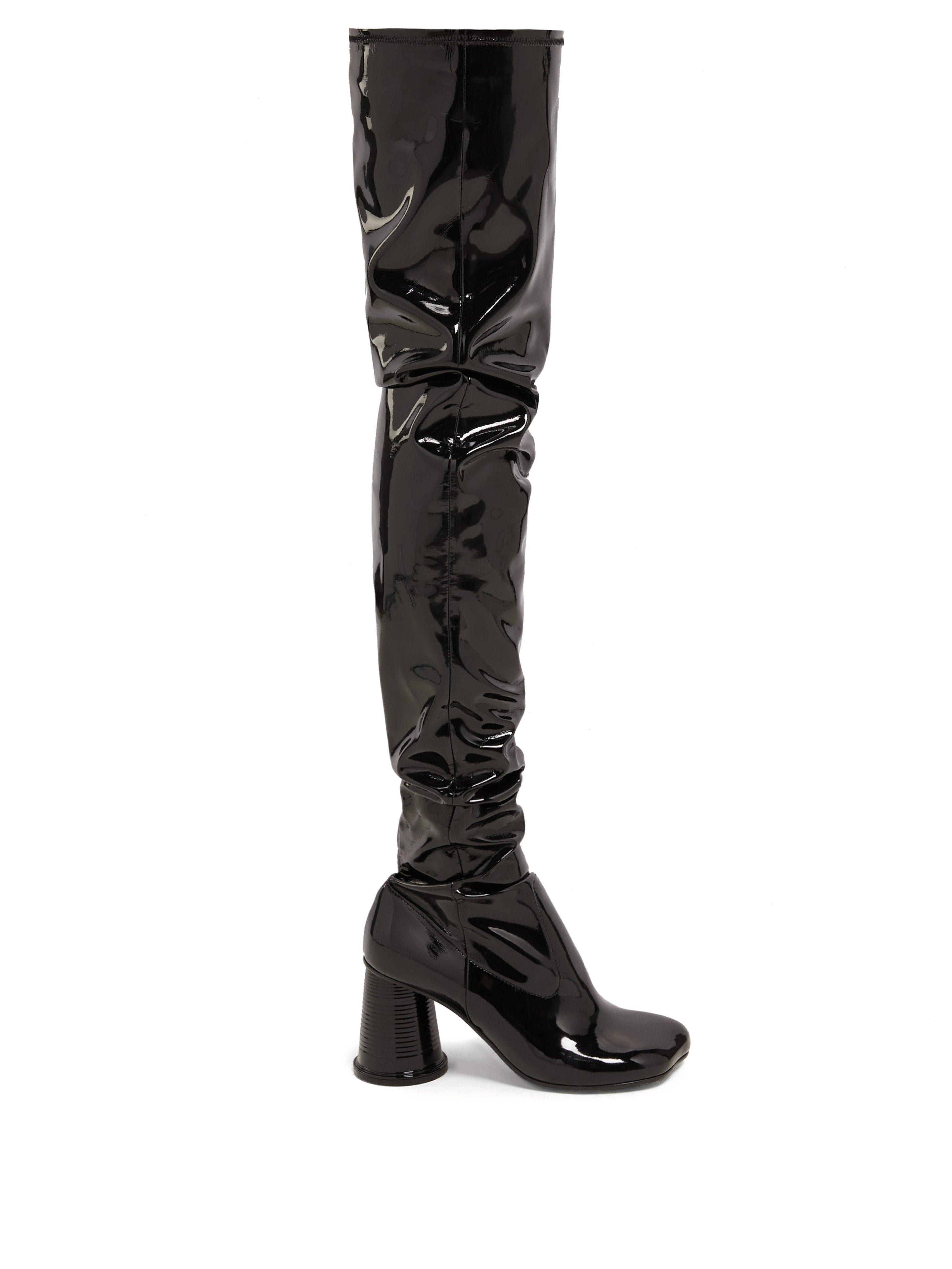 MM6 by Maison Martin Margiela Cup Heel Over The Knee Patent Leather ...