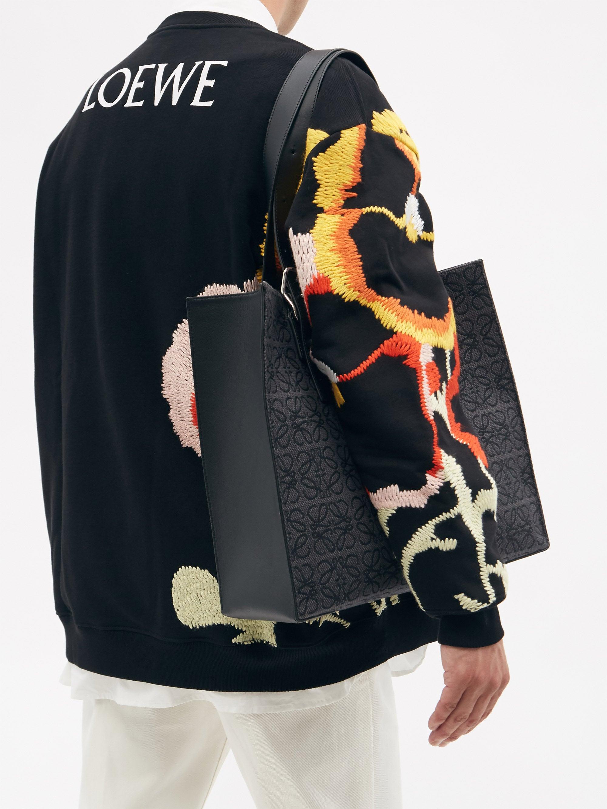 Loewe Anagram-jacquard Canvas & Leather Tote Bag in Black for Men ...