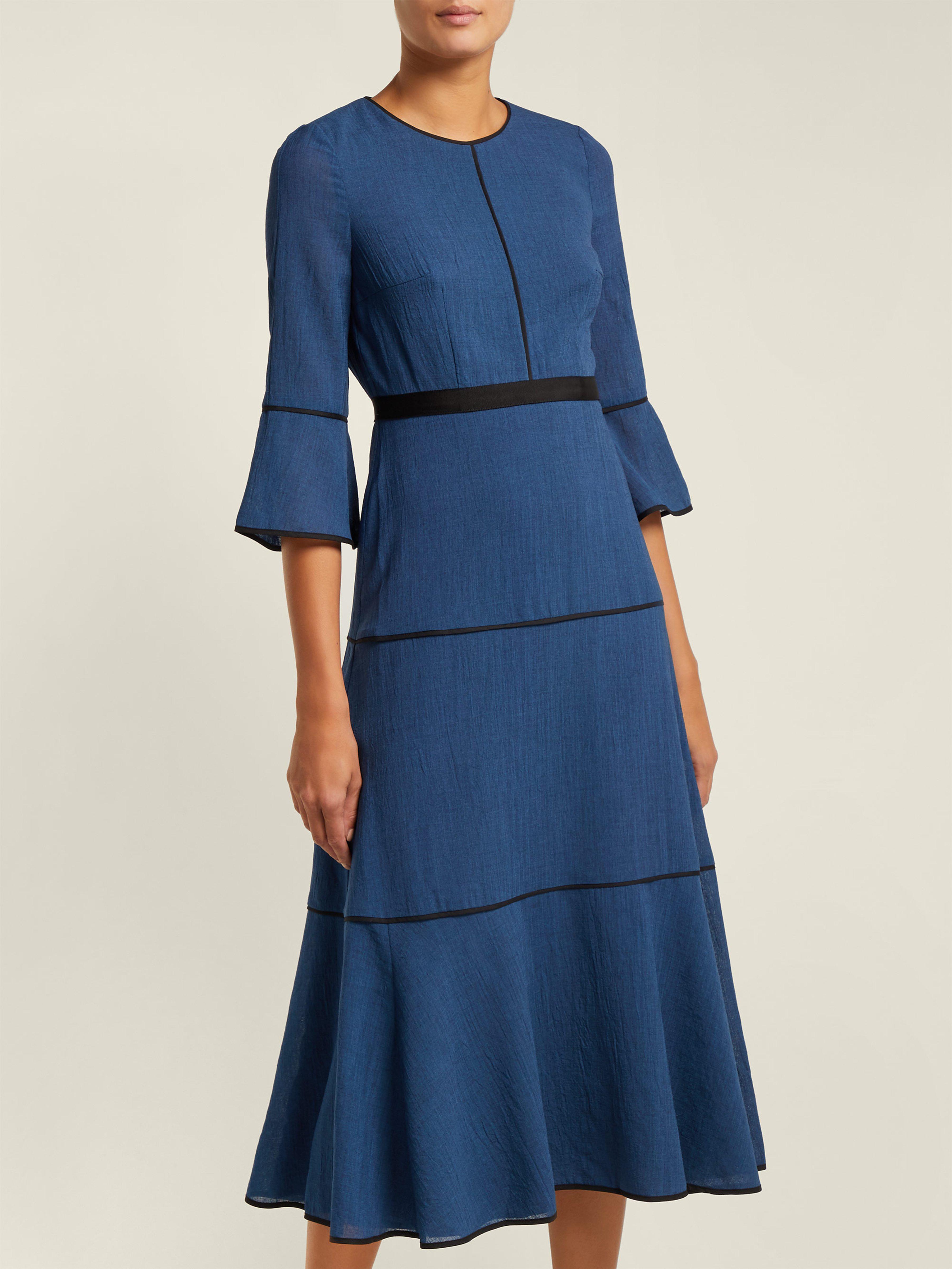 Cefinn Tiered Voile Midi Dress in Blue - Lyst
