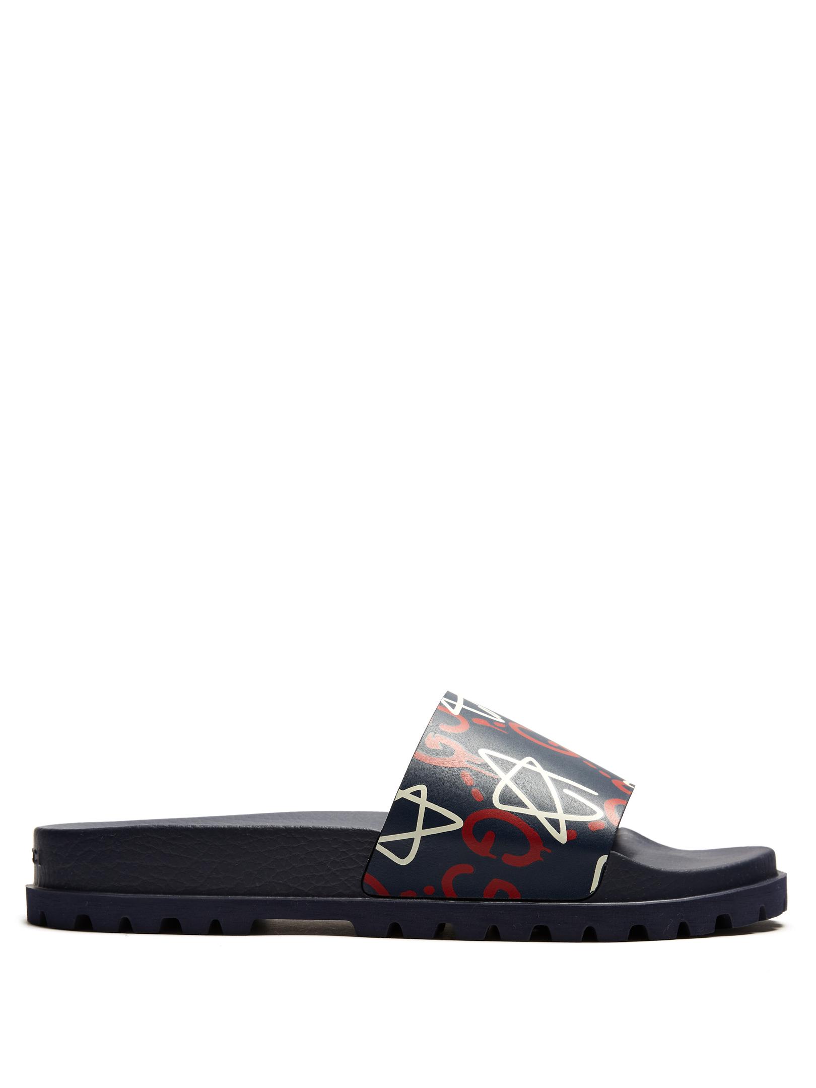 Gucci Ghostprint Rubber Slides in Blue for Men Lyst