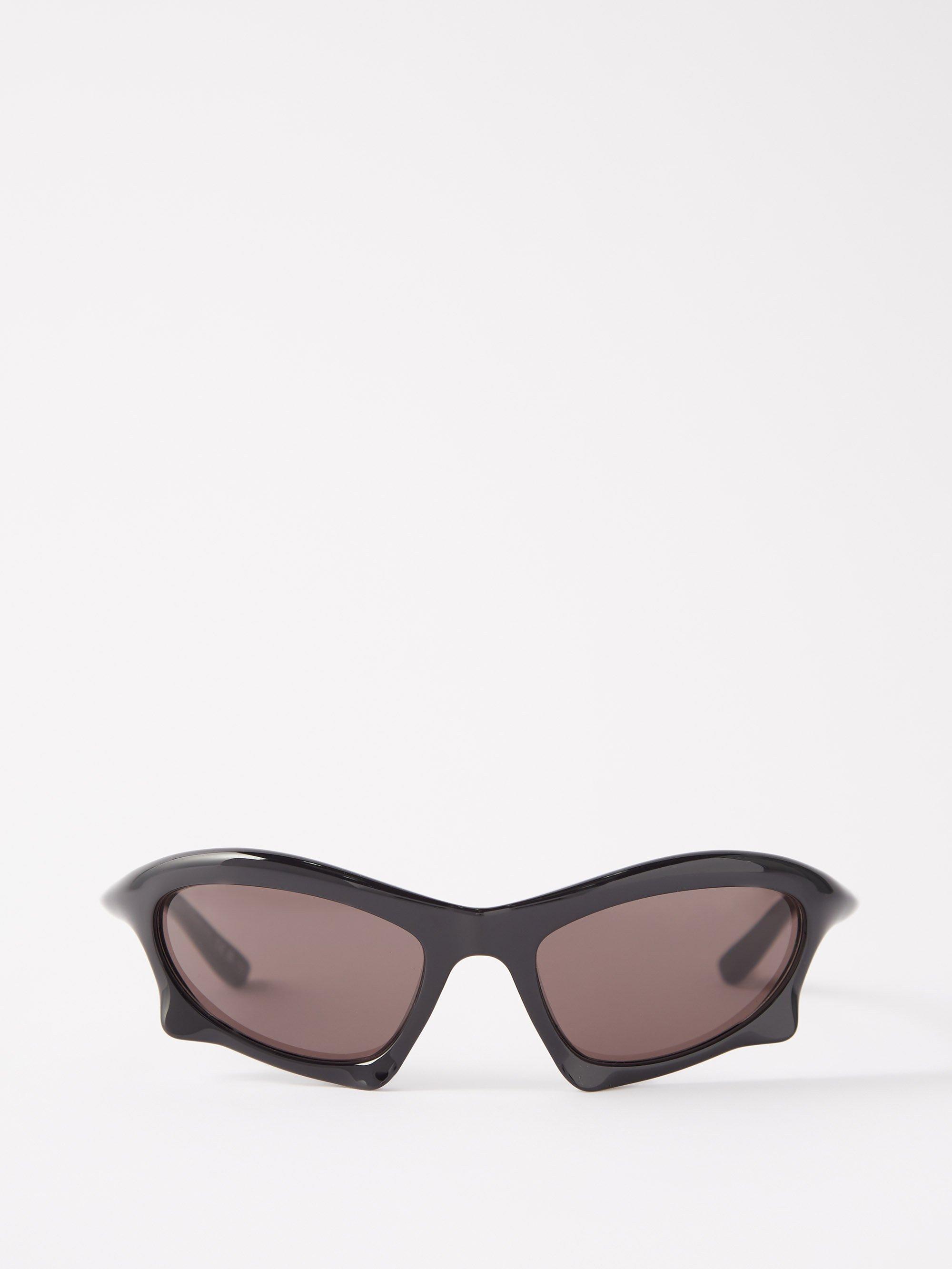 Balenciaga Bat Rectangle-frame Nylon Sunglasses in Black | Lyst