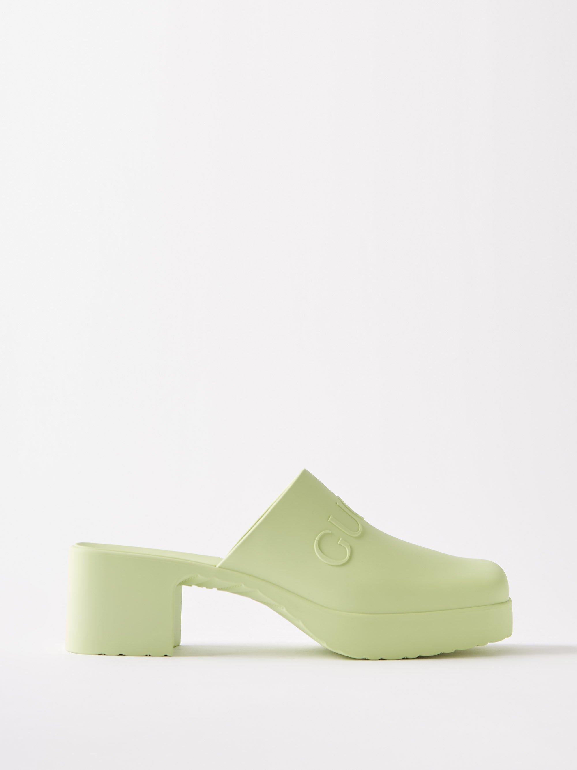 Gucci Logoembossed 30 Rubber Mules in Green Lyst