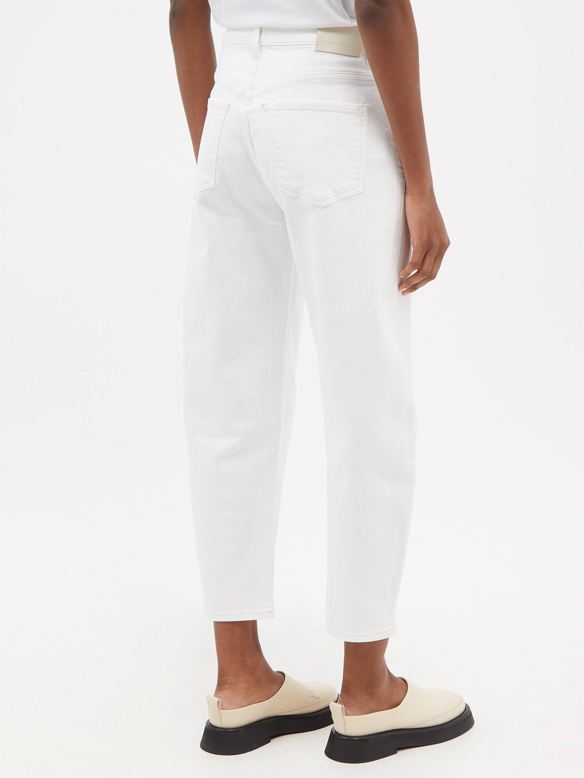 Citizens of Humanity Calista Cropped Barrel-leg Jeans in White | Lyst