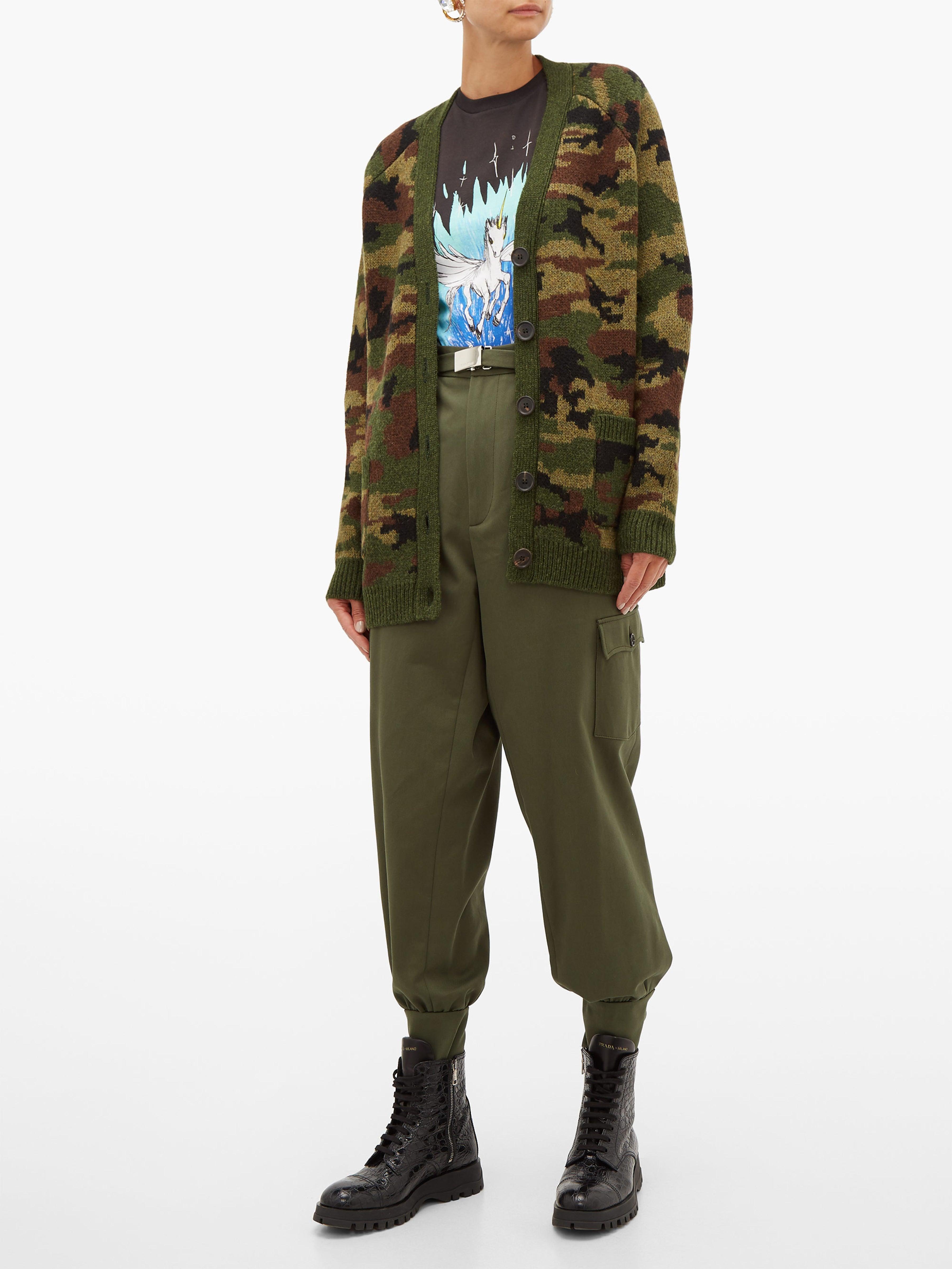 miu miu camo cardigan