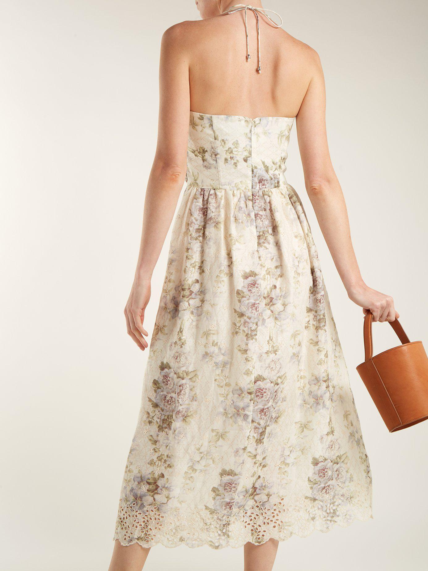 Zimmermann Iris Picnic Floral Print Linen Dress in Natural Lyst