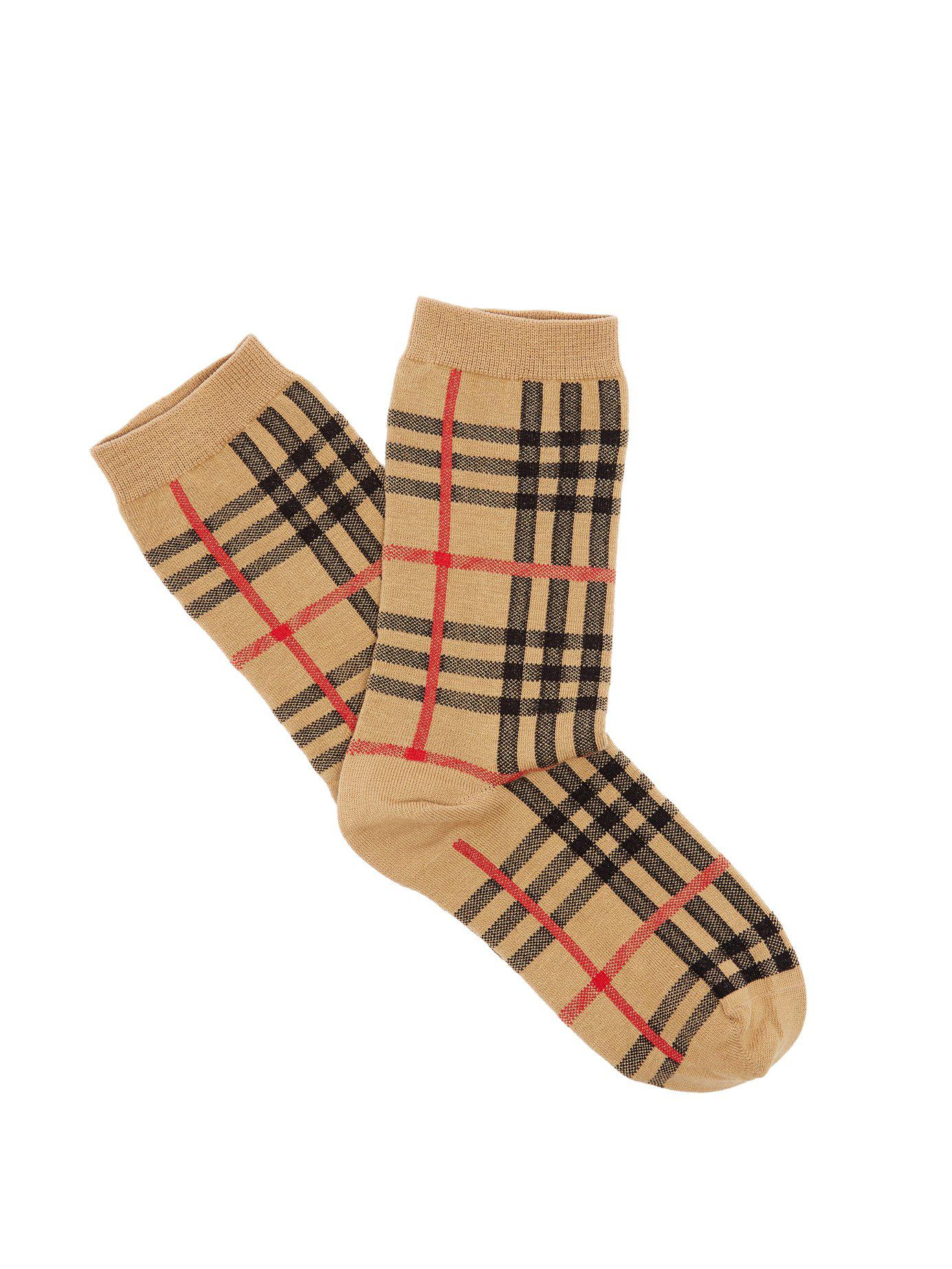 Burberry Vintage Check Cotton Blend Socks In Beige Natural For Men Lyst ...