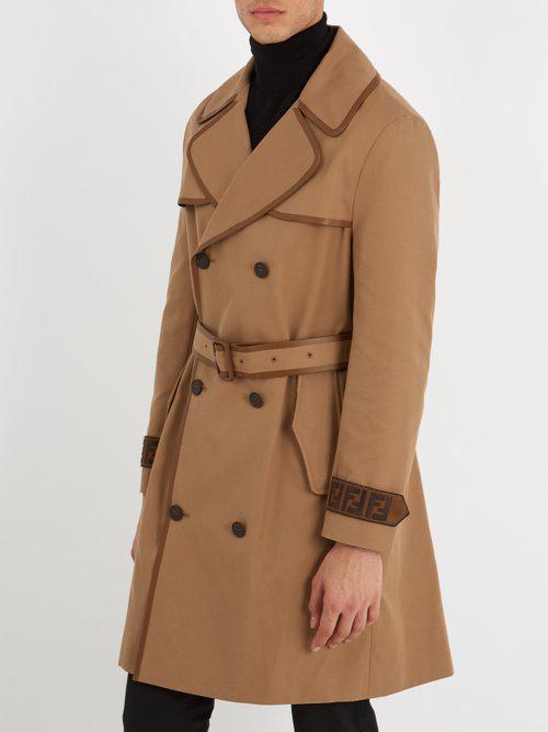 Fendi Satin Doublebreasted Notchlapel Twill Trench Coat in Brown for