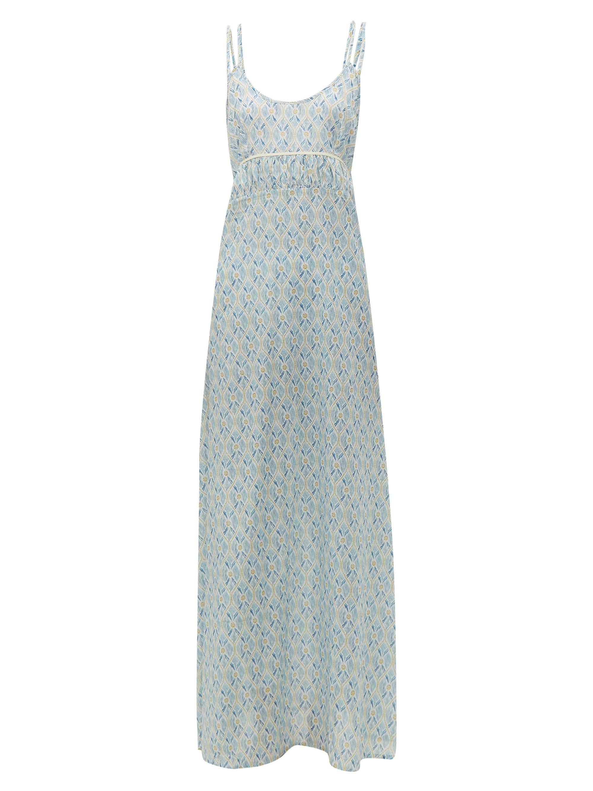 La Costa Del AlgodÃ³n Hester-print Cotton-muslin Nightdress in Blue Print (Blue) - Lyst