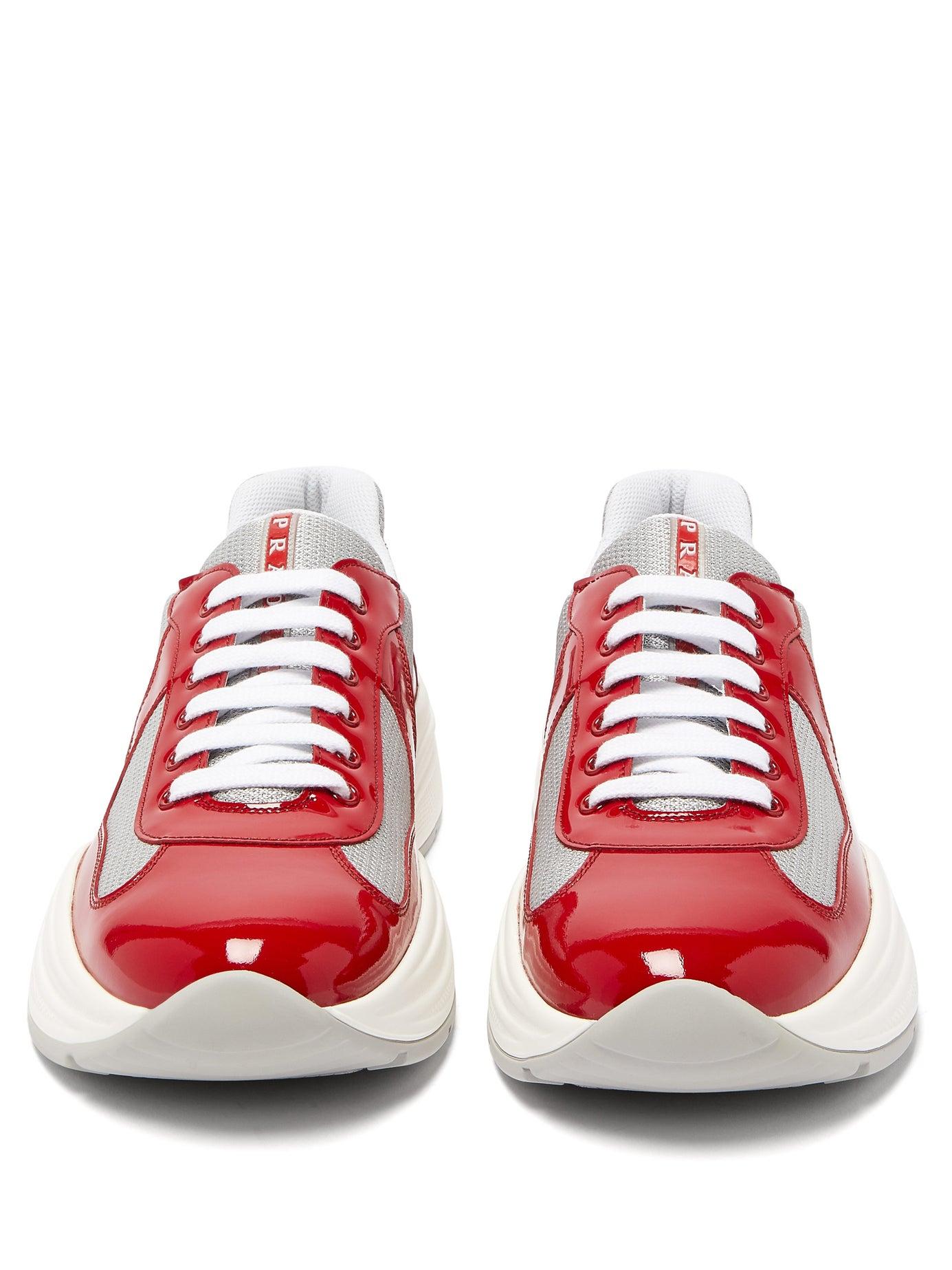 Prada Men's Shoes Leather Trainers Sneakers in Red for Men | Lyst