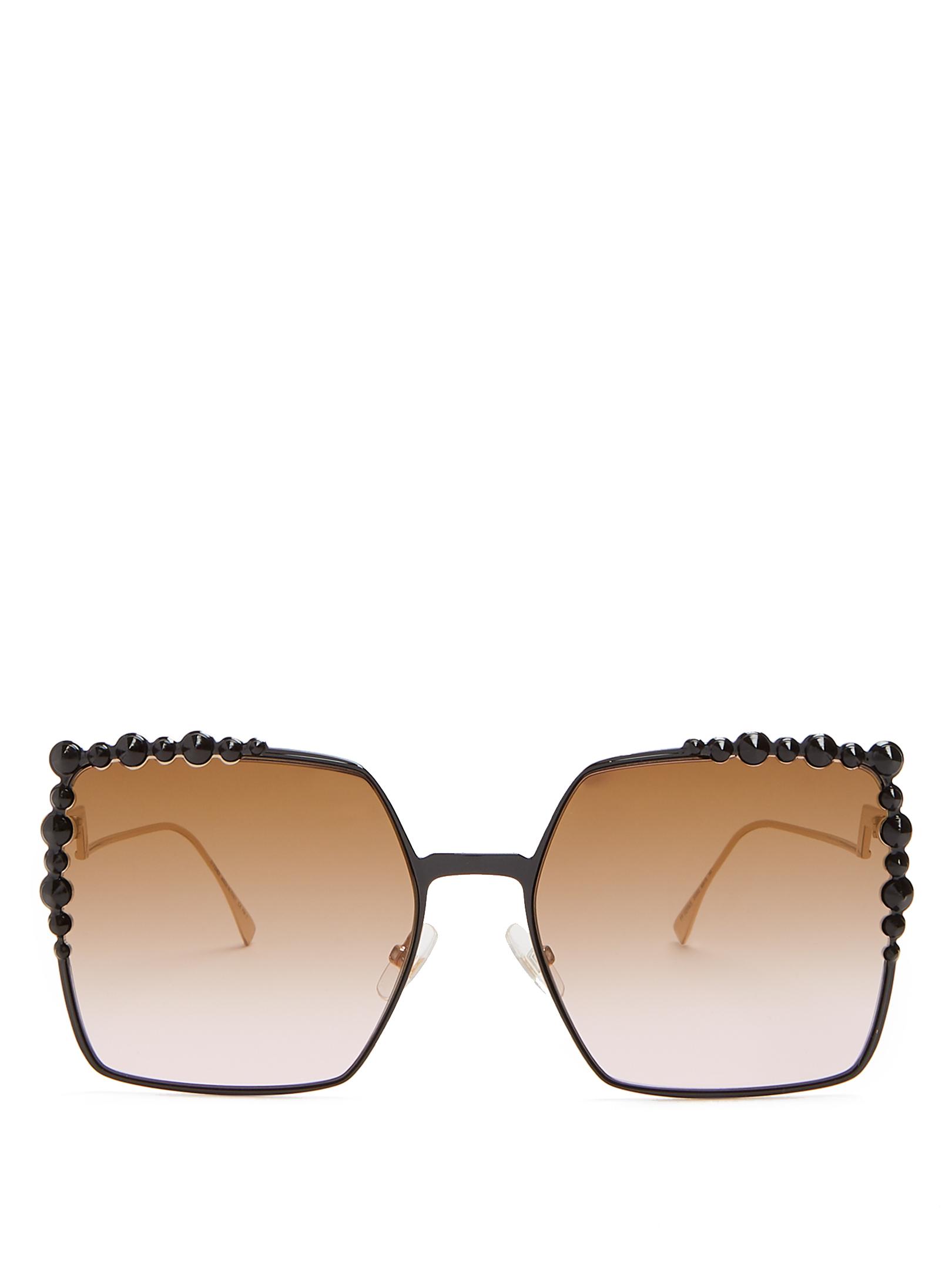 Fendi Oversized Embellished Square-frame Sunglasses | Lyst