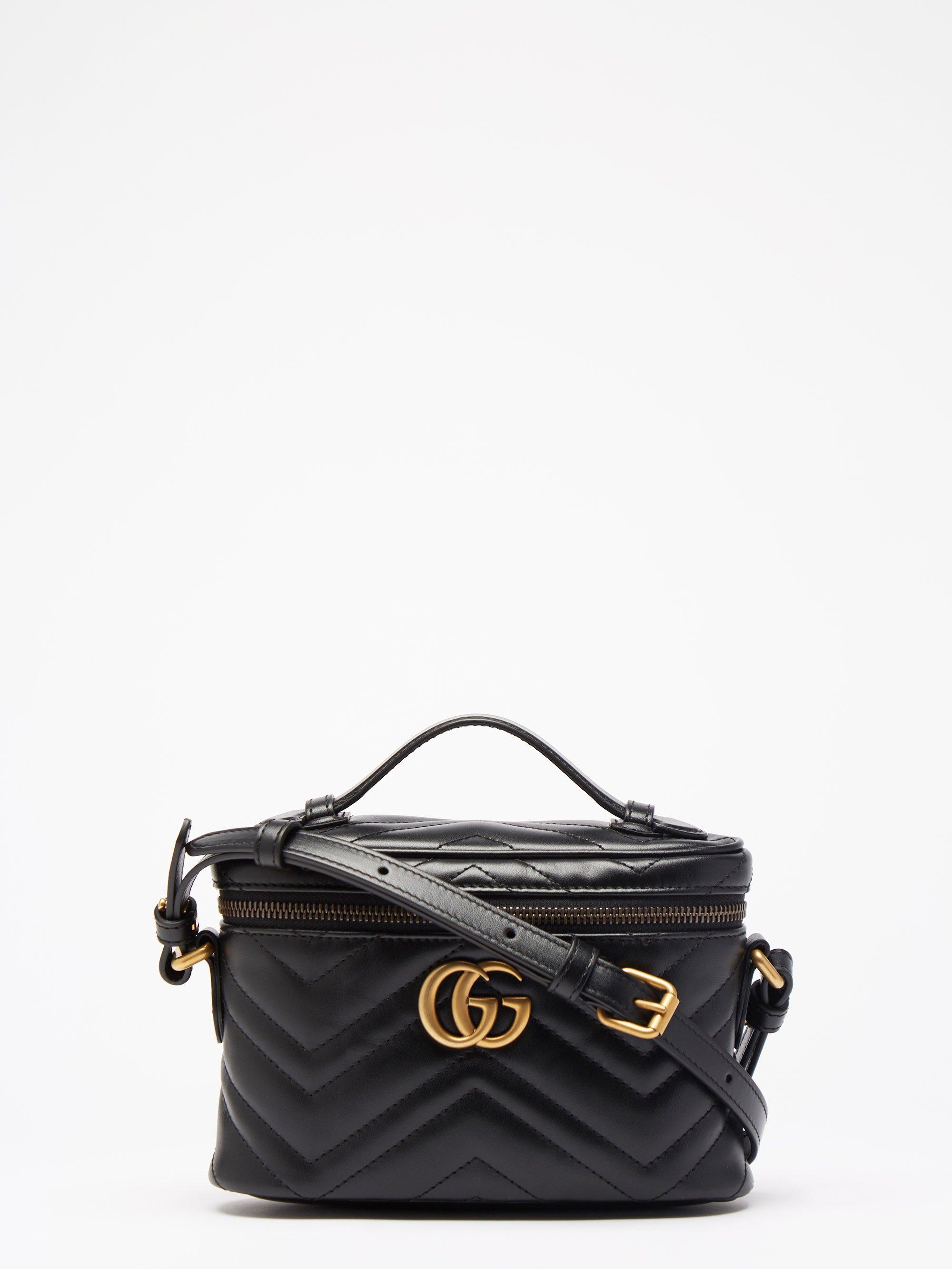 Gucci GG Marmont Vanity Mini Leather Cross-body Bag in Black | Lyst