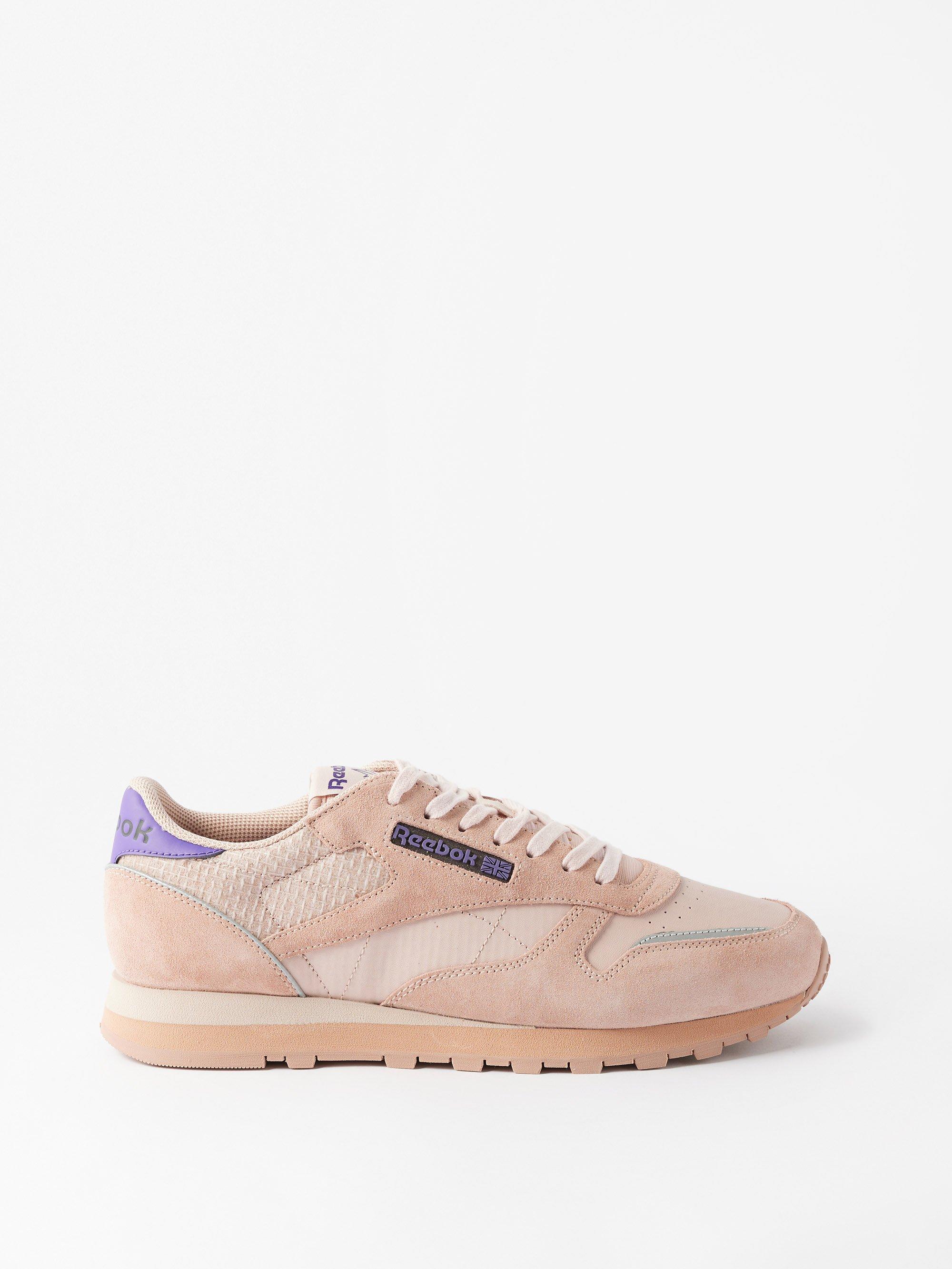 Reebok Classic Suede, Mesh And Leather Trainers in Pink | Lyst