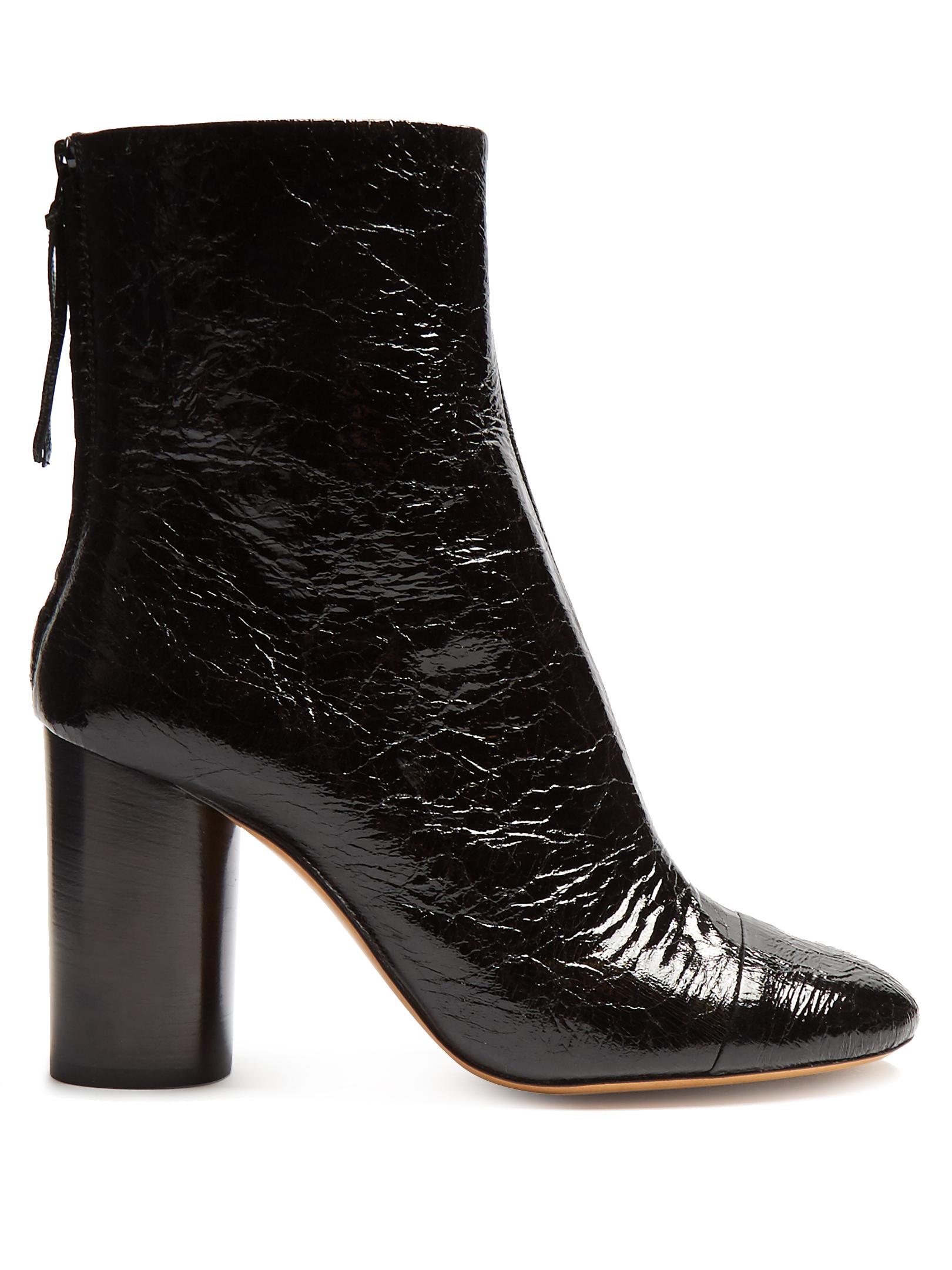 black crinkle effect ankle boots