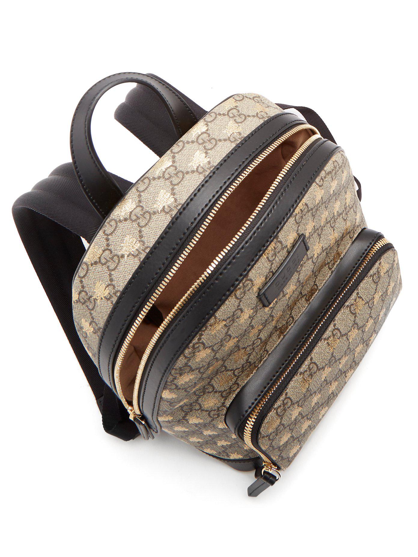 Gucci Gg Supreme Bee-print Backpack in Brown | Lyst