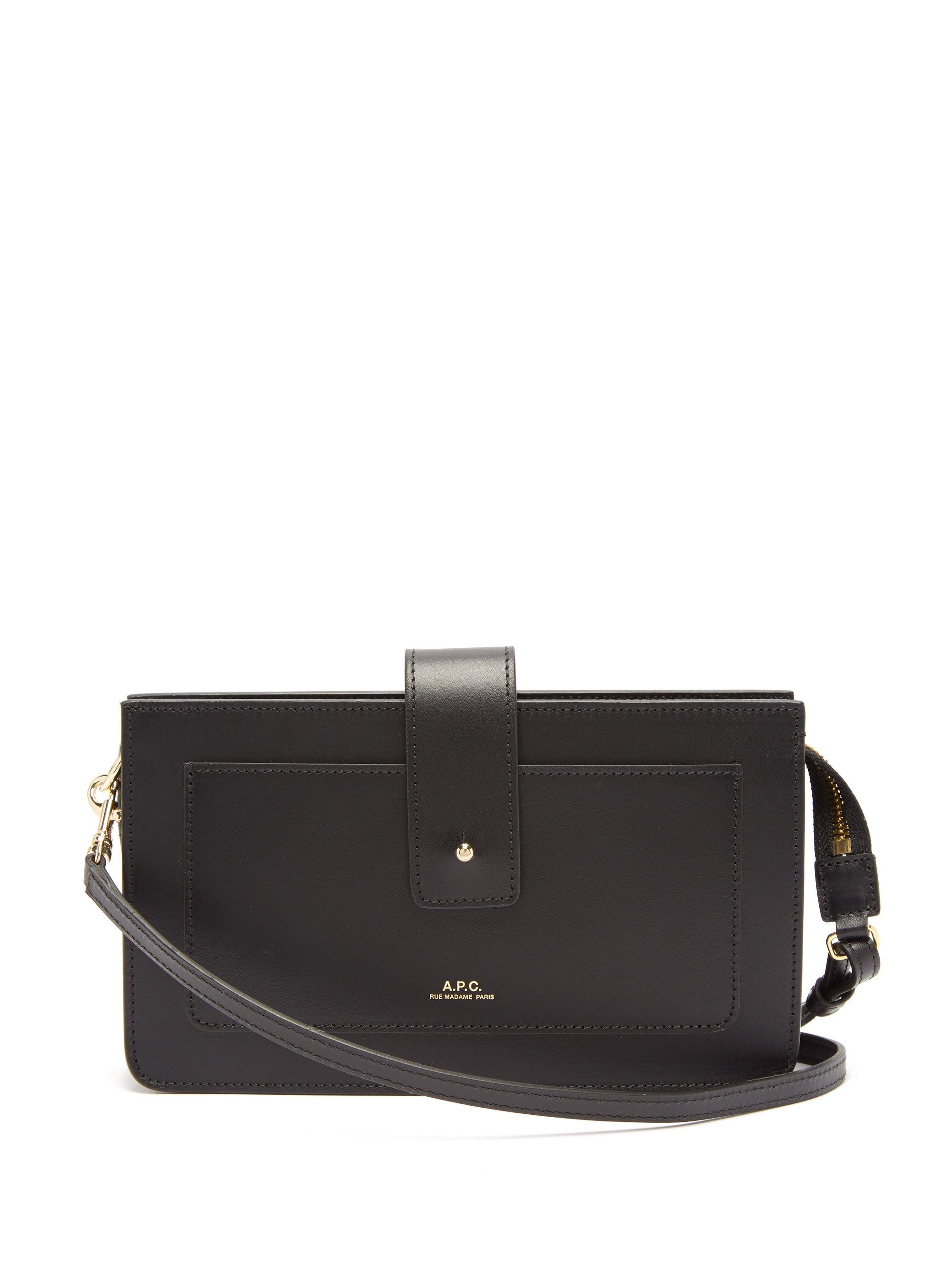 A.P.C. Albane Mini Leather Crossbody Bag in Black Lyst