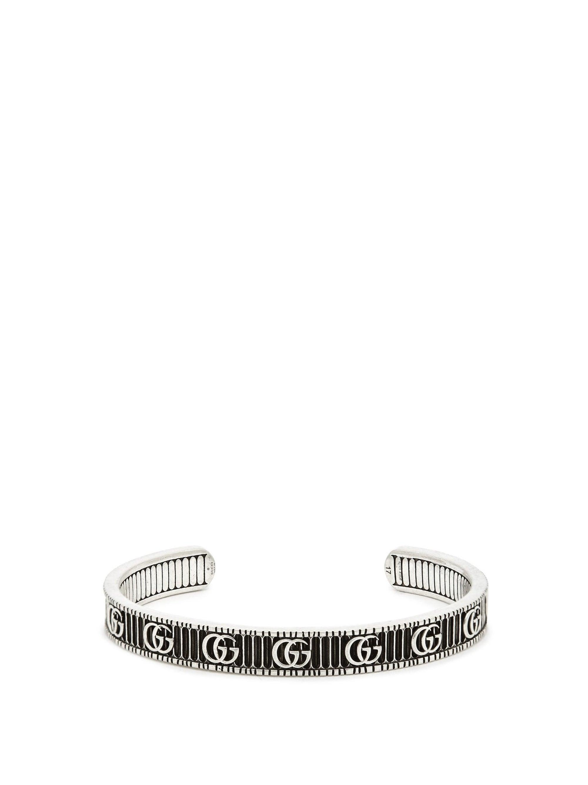Gucci Mens Silver Sterling Stilver Marmont Gg Cuff Bracelet in Metallic