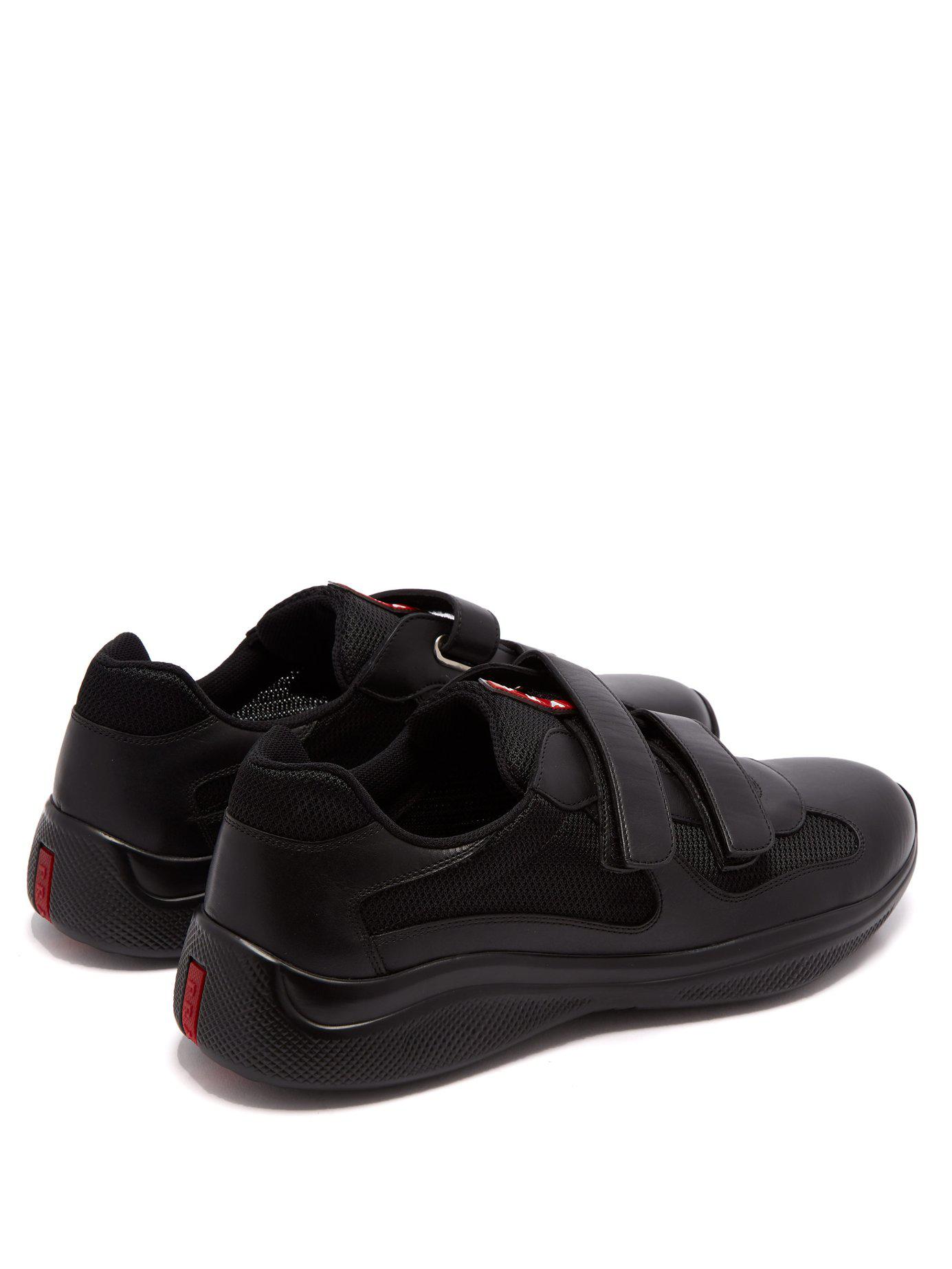 Prada Leather America's Cup Velcro-strap Trainers in Black for Men - Lyst
