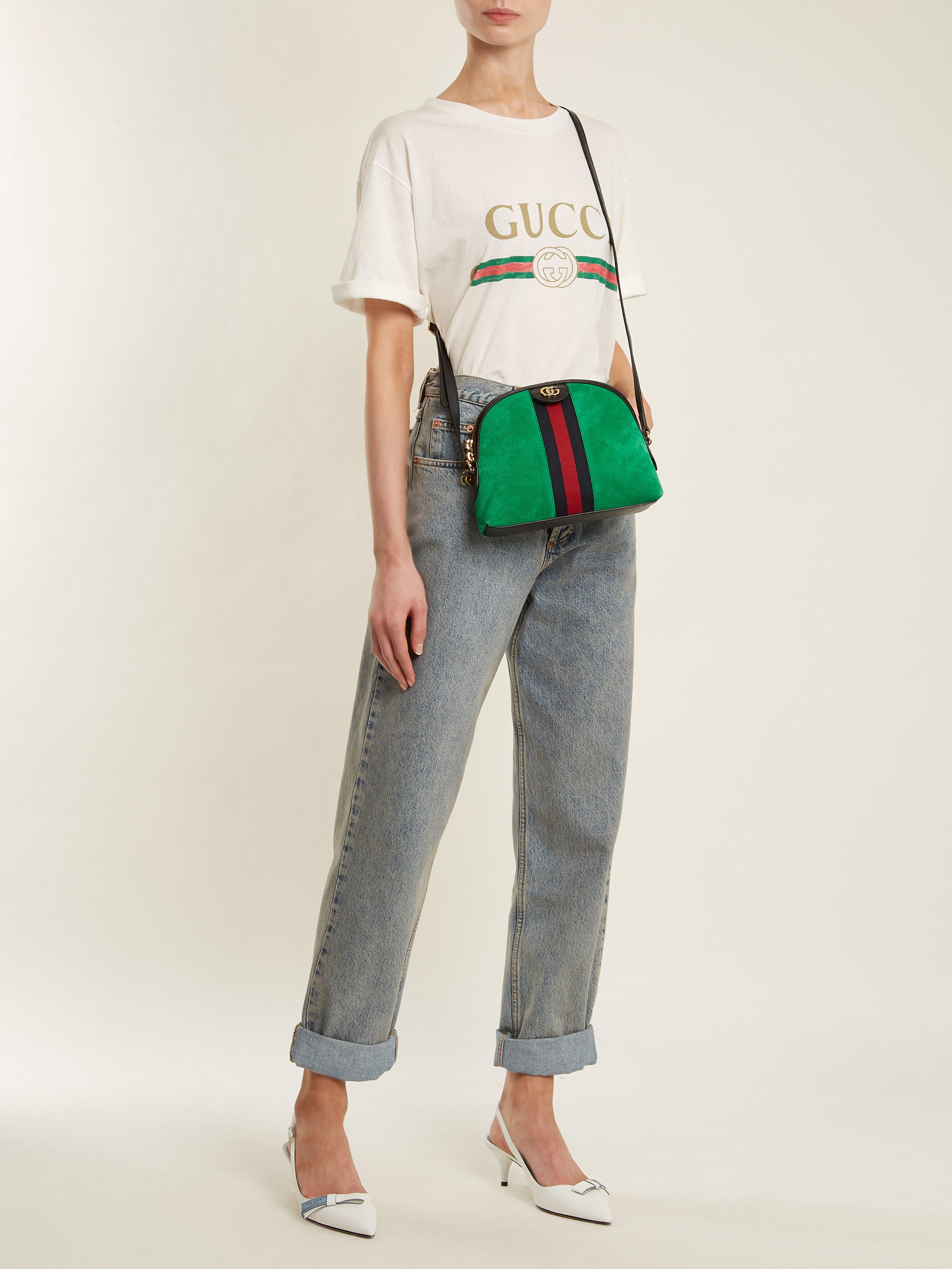 Gucci Ophidia GG Suede Crossbody Bag in Green Lyst