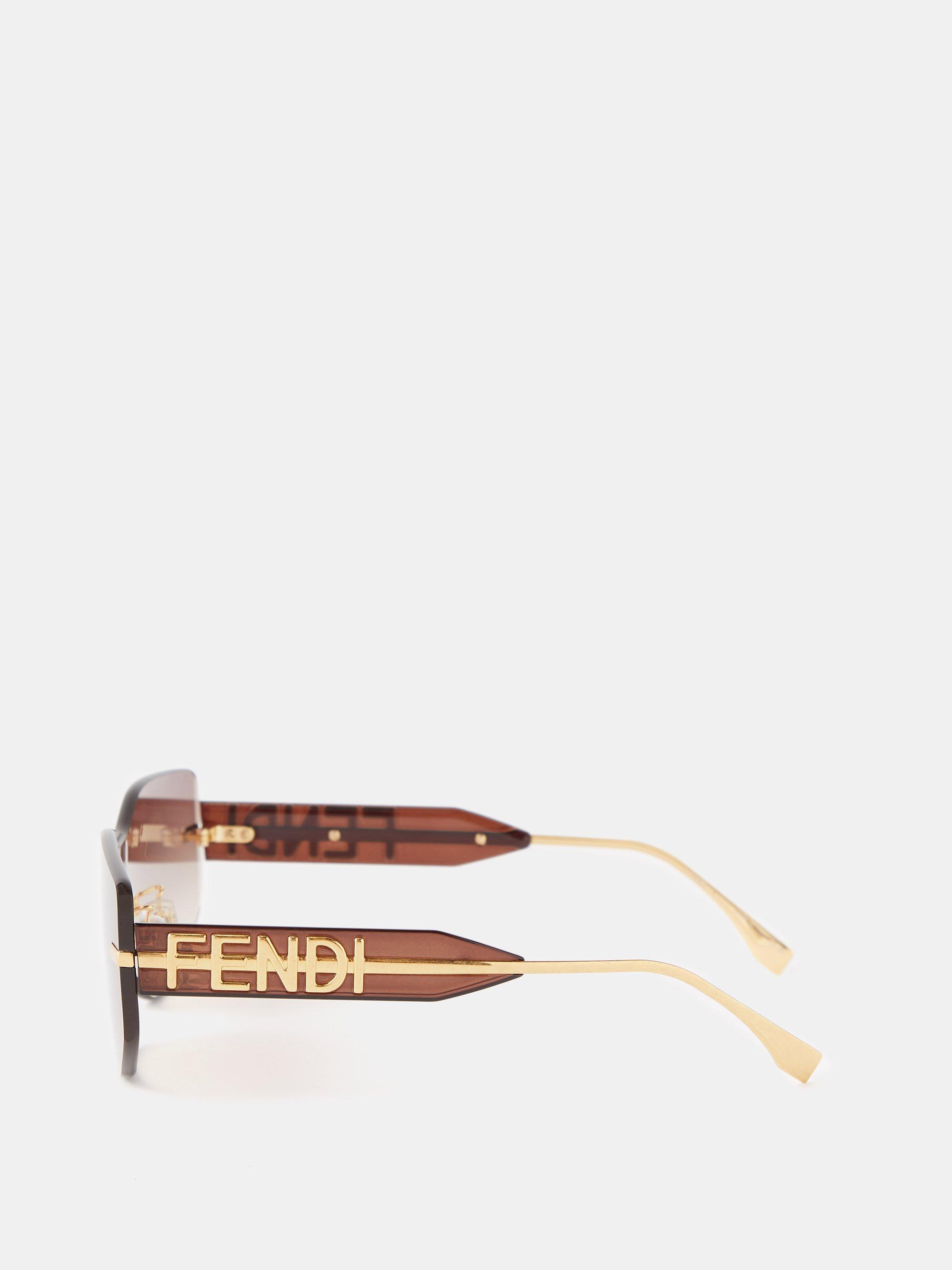 Fendi Rimless Wrap Shield Sunglasses