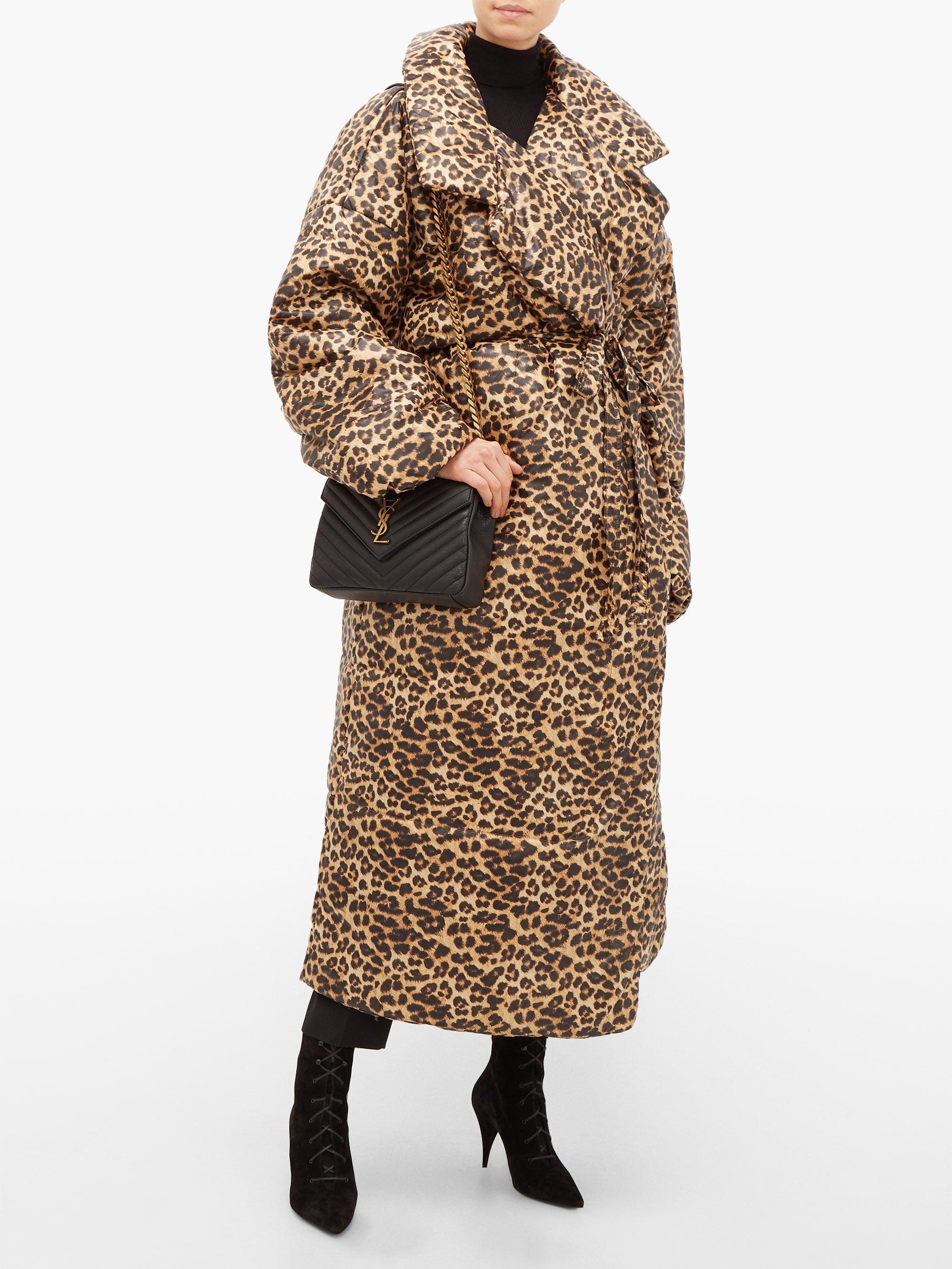 Norma Kamali Sleeping Bag Leopardprint Coat in Brown Lyst