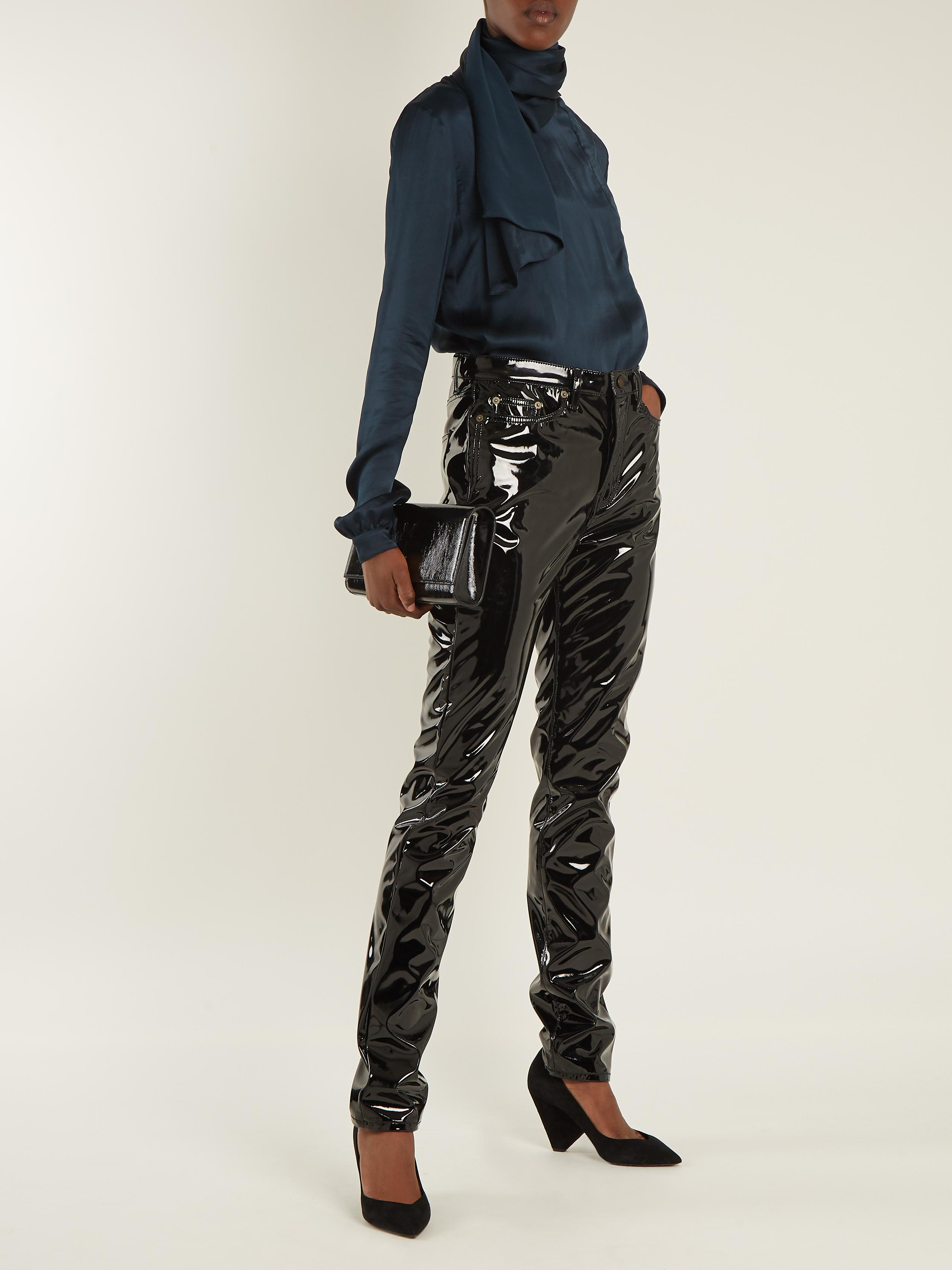 Saint laurent vinyl best sale pants