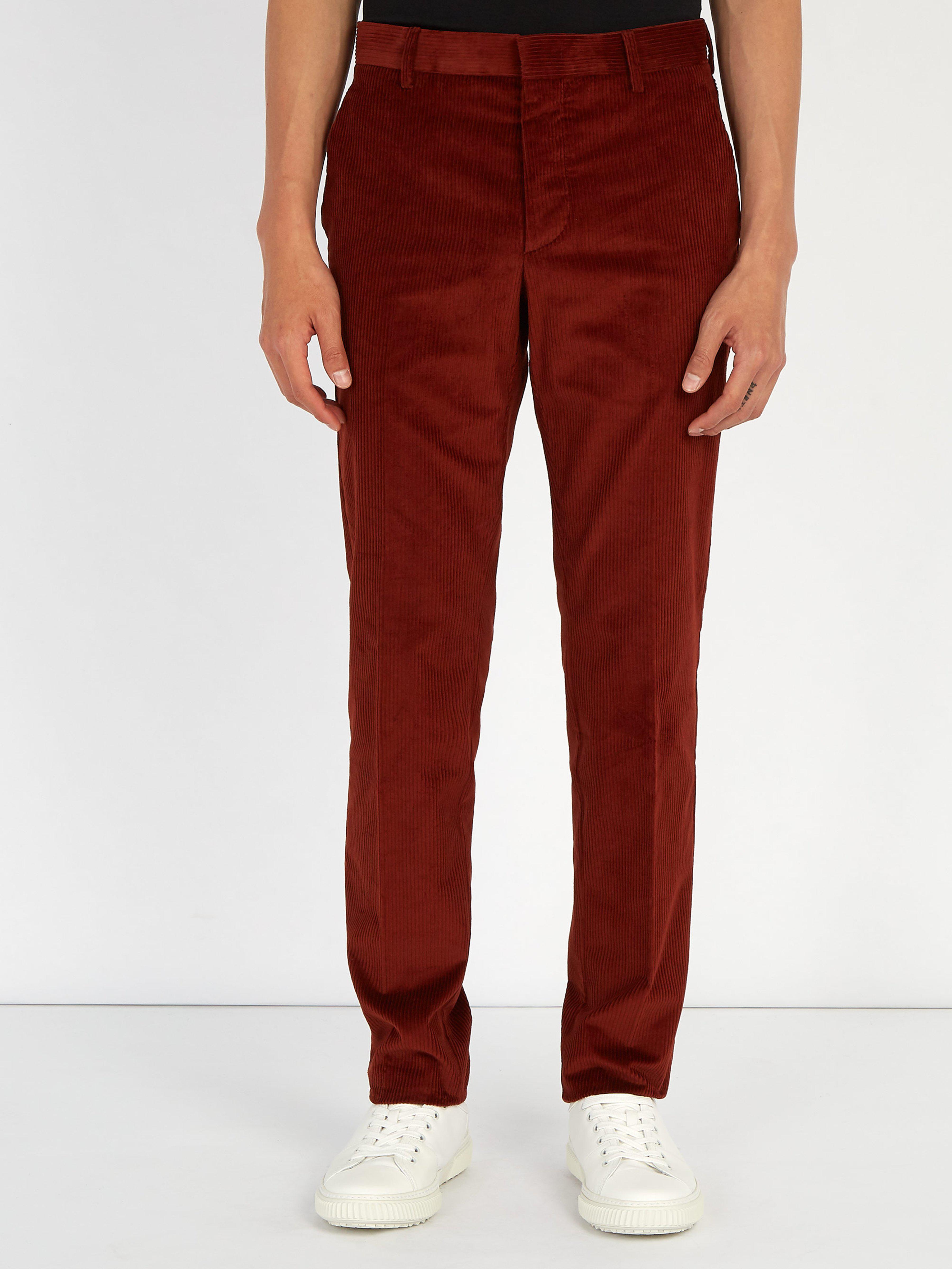 Prada Corduroy Trousers in Red for Men Lyst