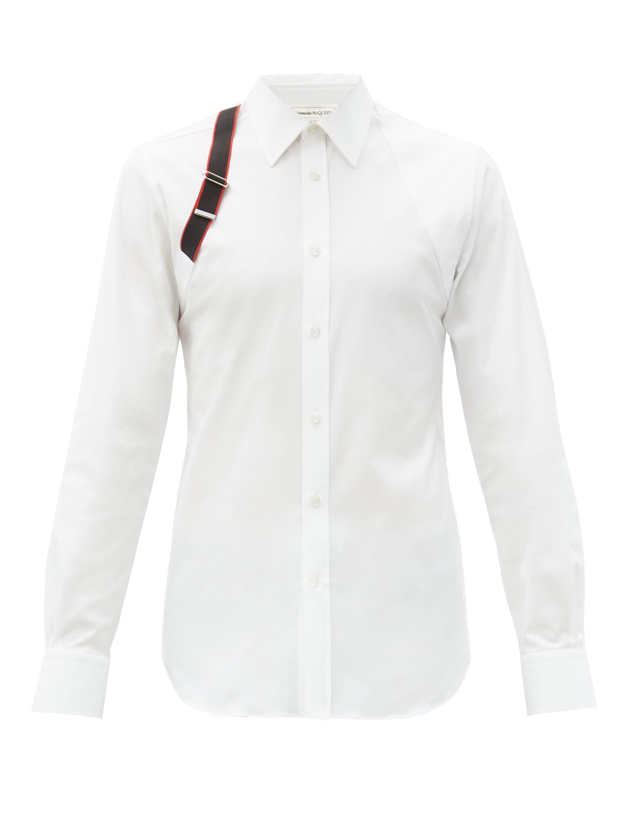 Alexander McQueen Harness Cottonblend Poplin Shirt in White for Men Lyst