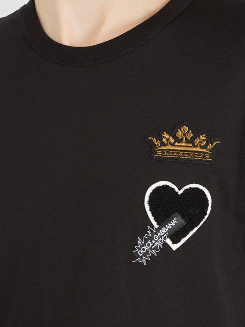 Disparity eyebrow Activate Dolce & Gabbana Heart And Crown-patch Cotton T-shirt in Black for Men | Lyst