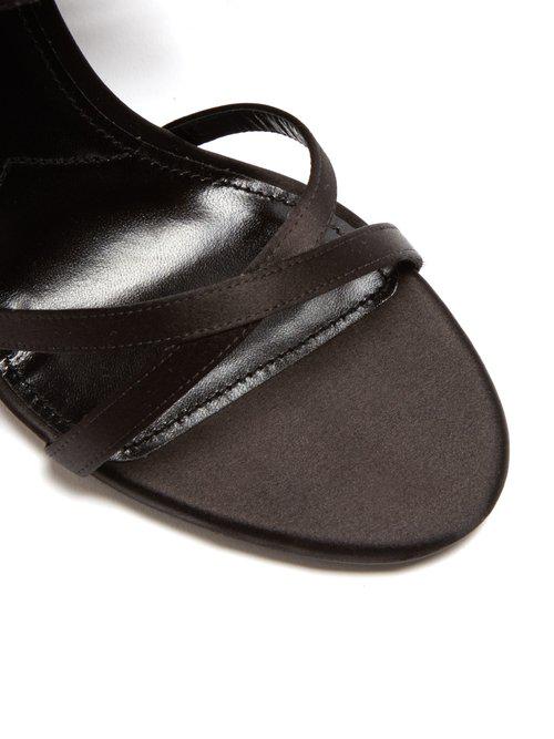 Prada Feather-trimmed Satin Sandals in Black | Lyst
