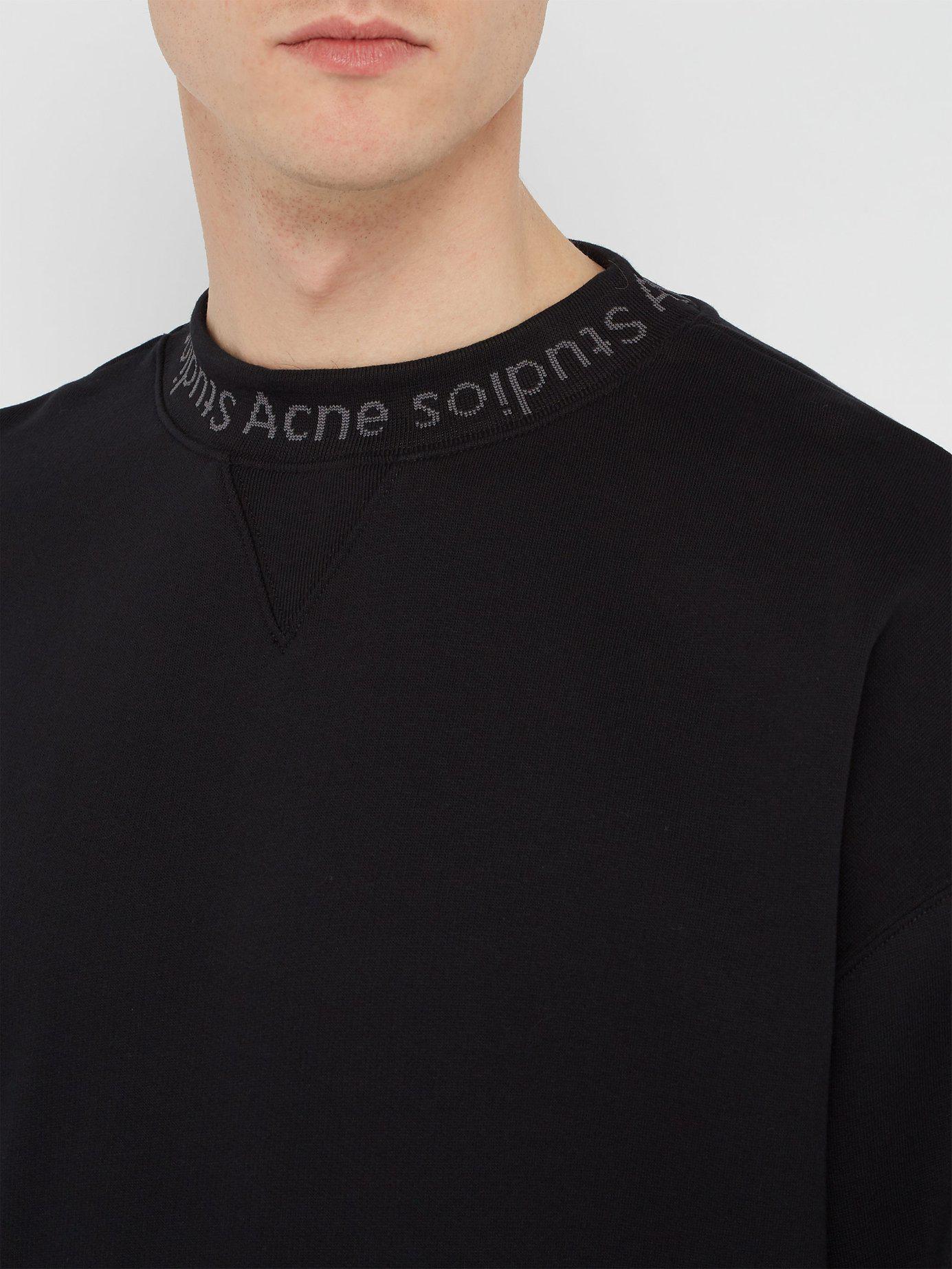 Acne Studios Cotton Flogho Black Logo Crewneck Sweatshirt for Men - Lyst