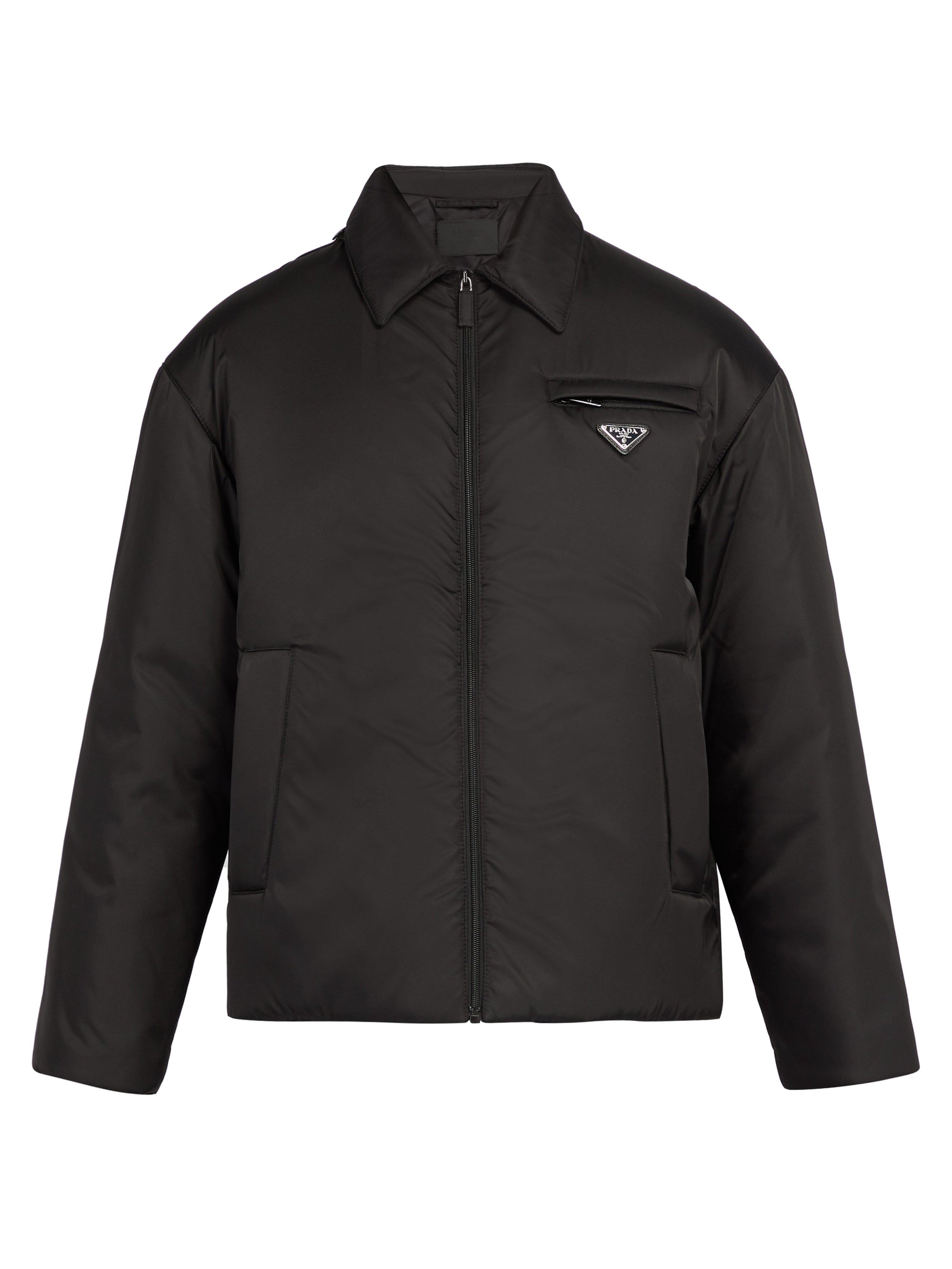 Prada Synthetic Logo-plaque Padded Nylon Jacket in Black for Men - Lyst