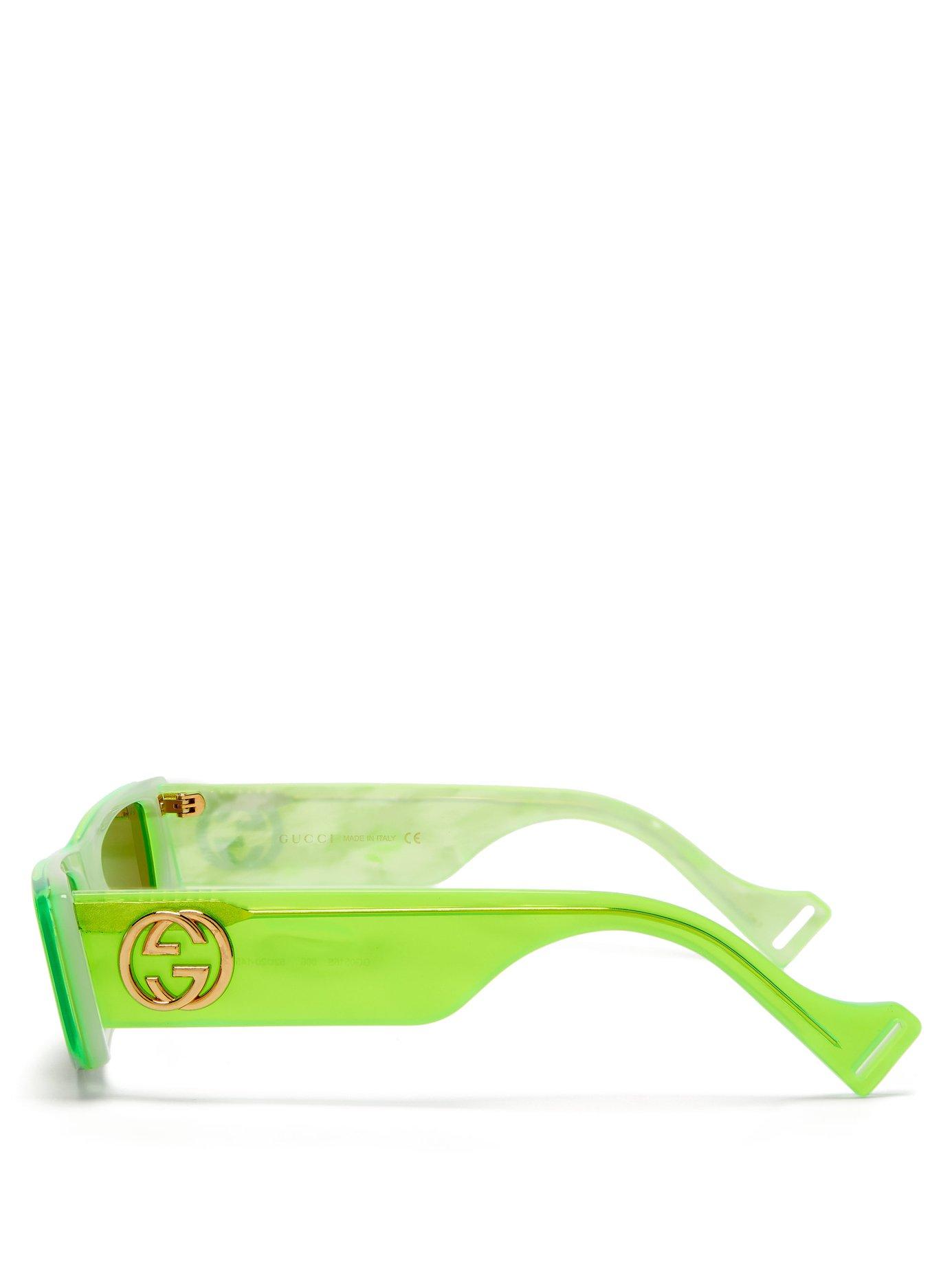Antarctica Turbulentie Afwijking Gucci Rectangle Pearlescent Acetate Sunglasses in Green | Lyst