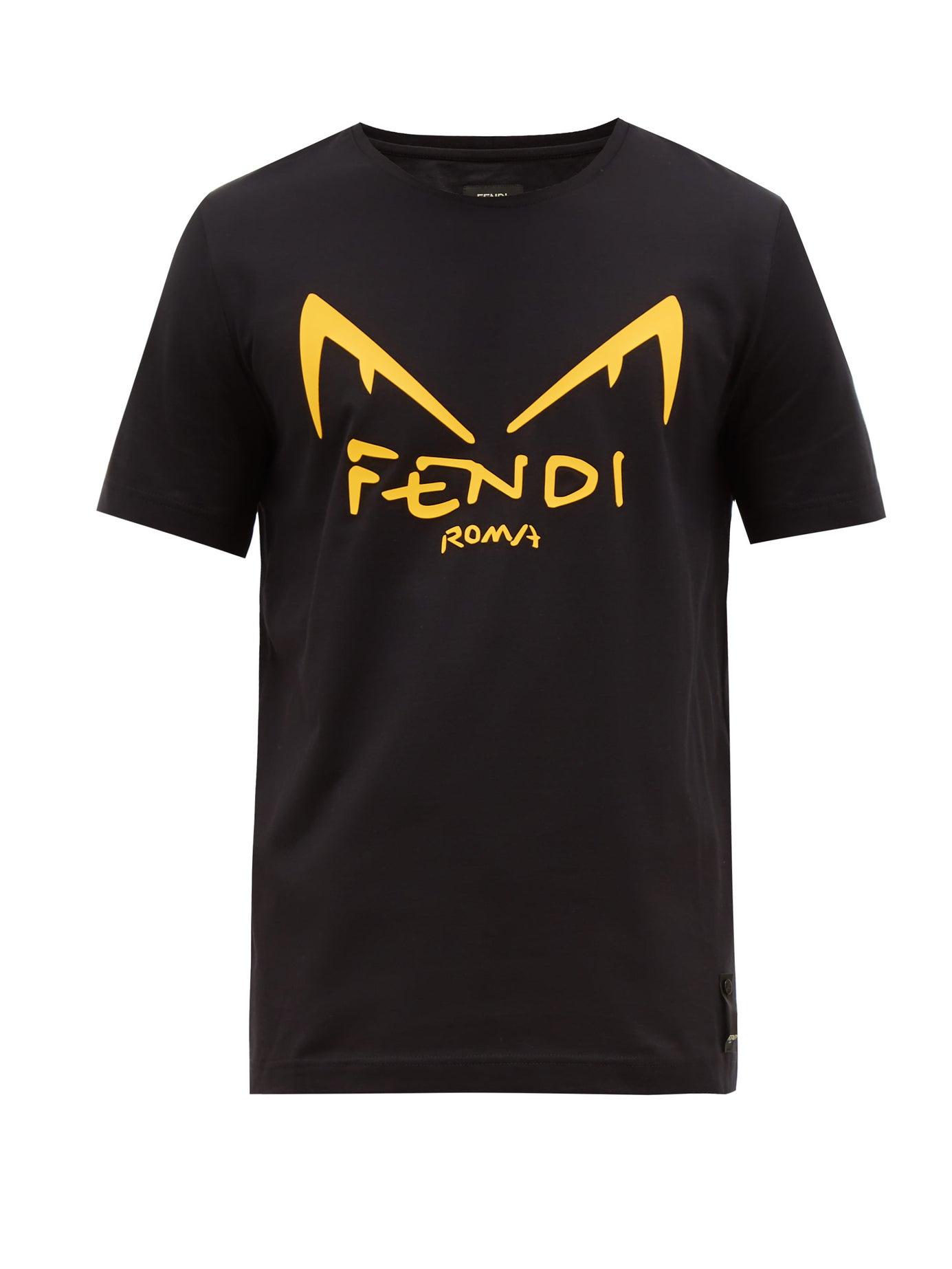 Fendi Eyes Logo Print Cotton T Shirt in Black/Yellow (Black) for Men - Lyst