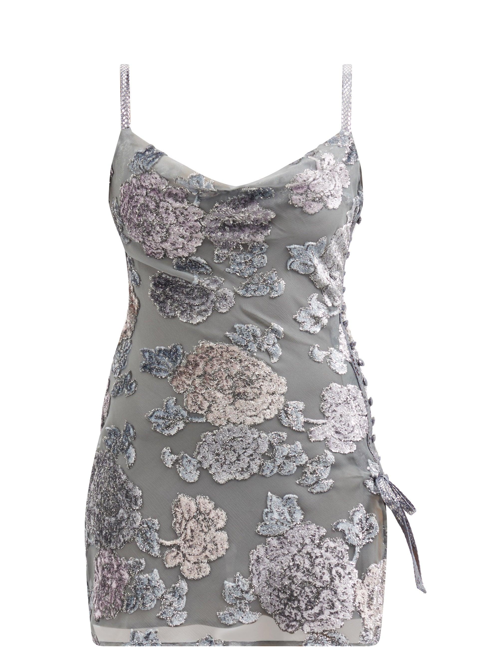 Alessandra Rich Cowl-neck Floral-devoré Chiffon Mini Dress | Lyst Canada
