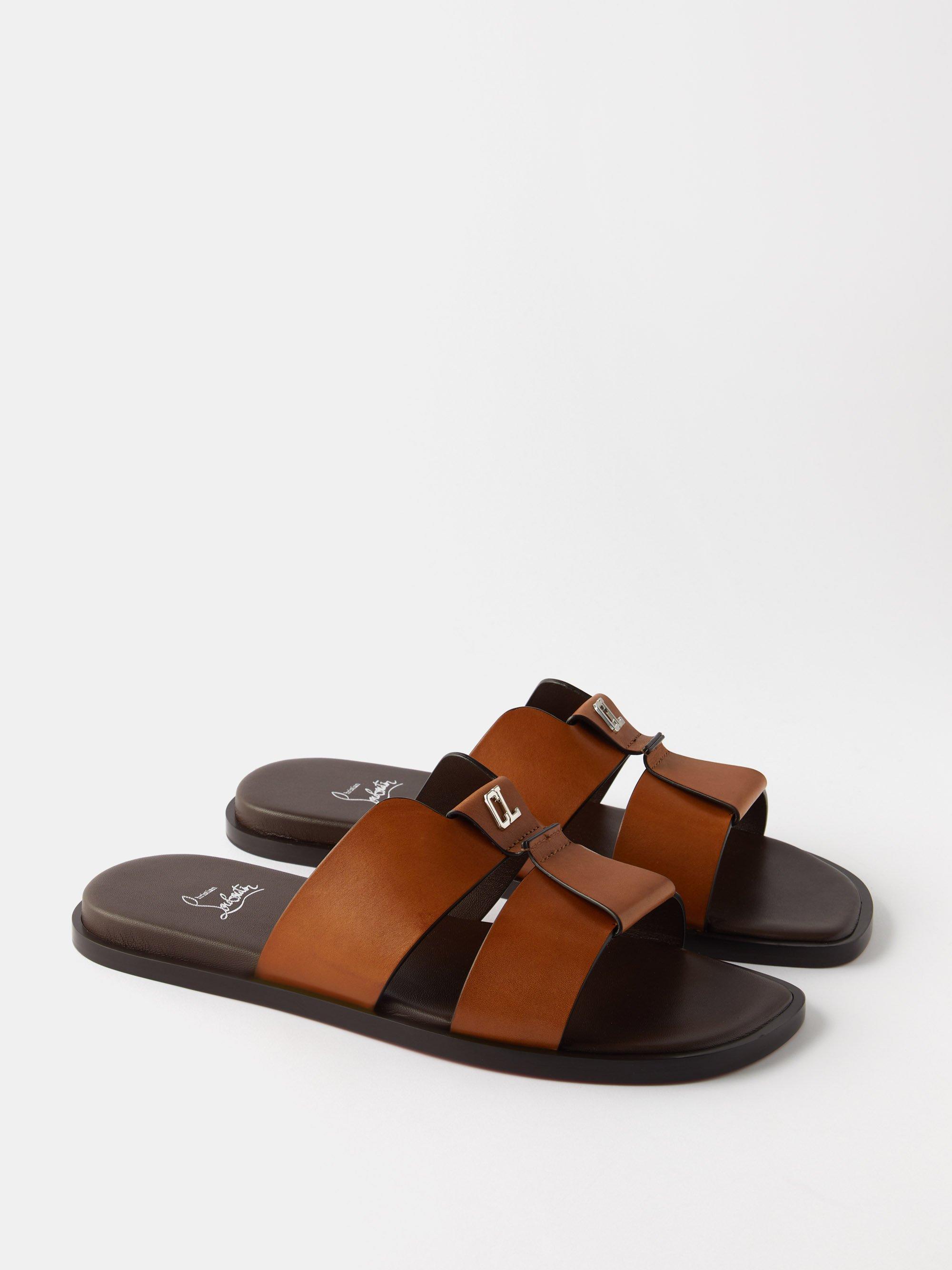 Christian Louboutin Loubi Be Leather Sandals in Brown for Men