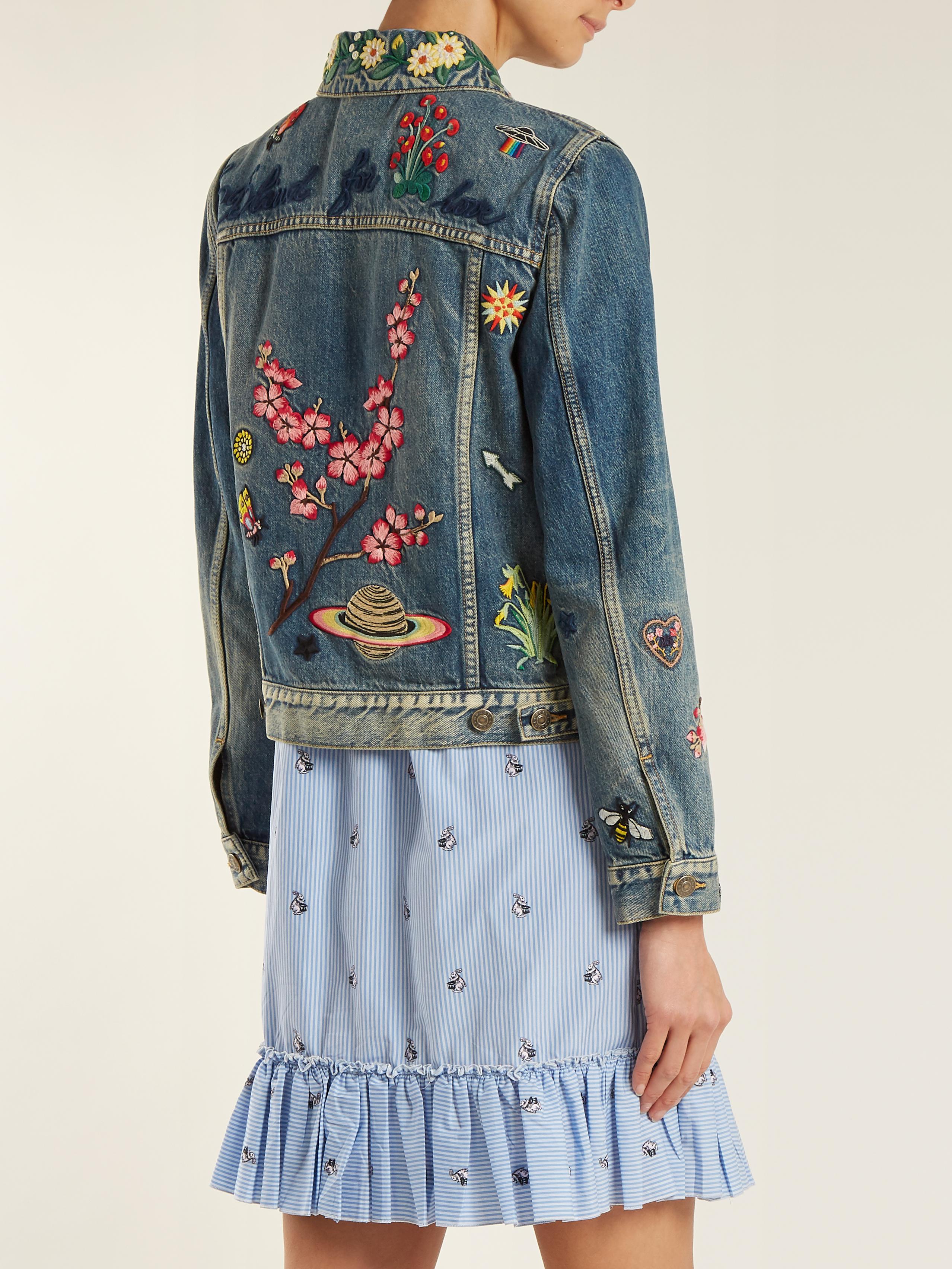 Jilli Inc Designer Denim Scarf Jackets Gucci Vintage Floral / Small