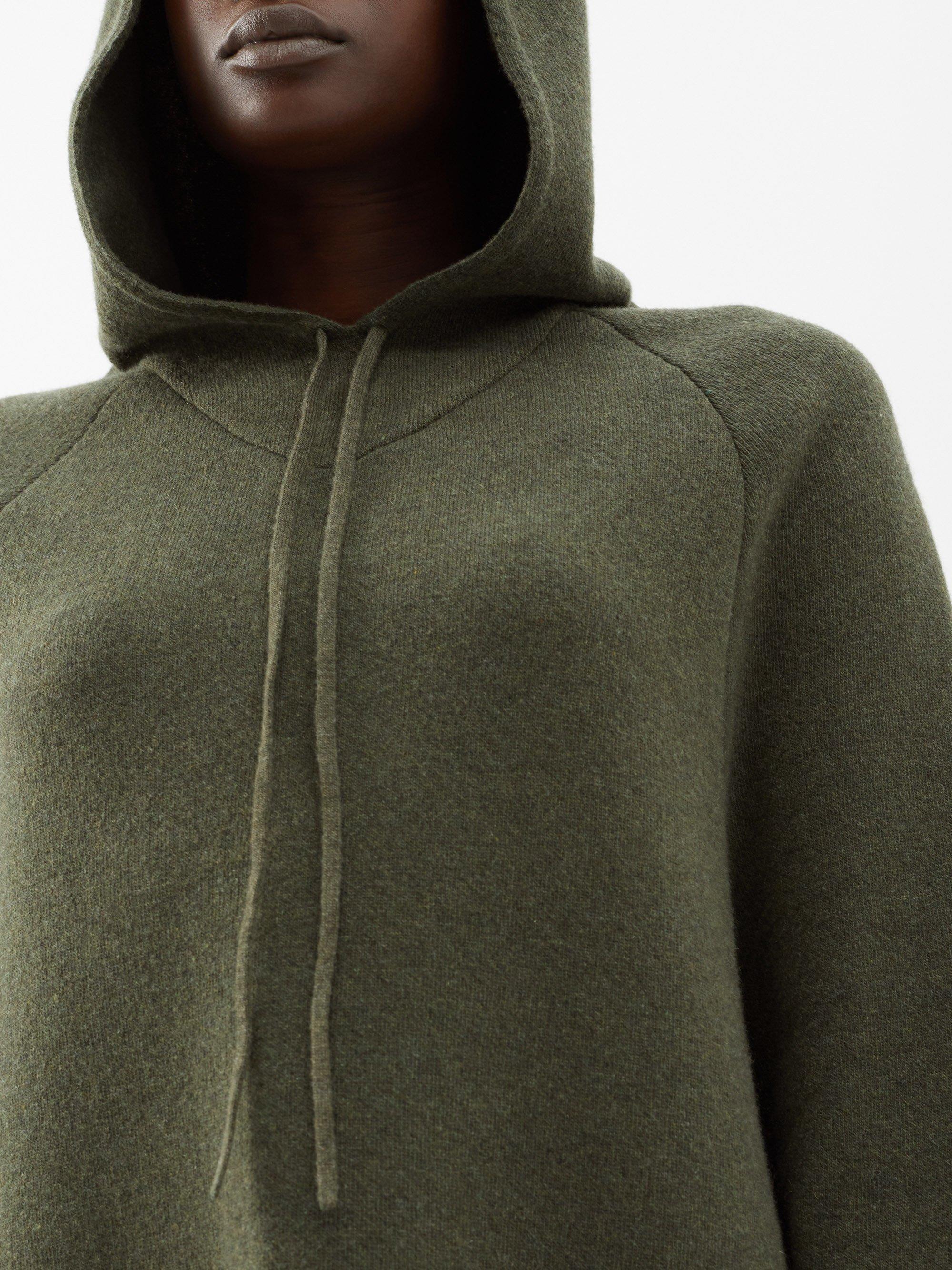 Raey Boiled-cashmere Knit Hoodie in Green | Lyst