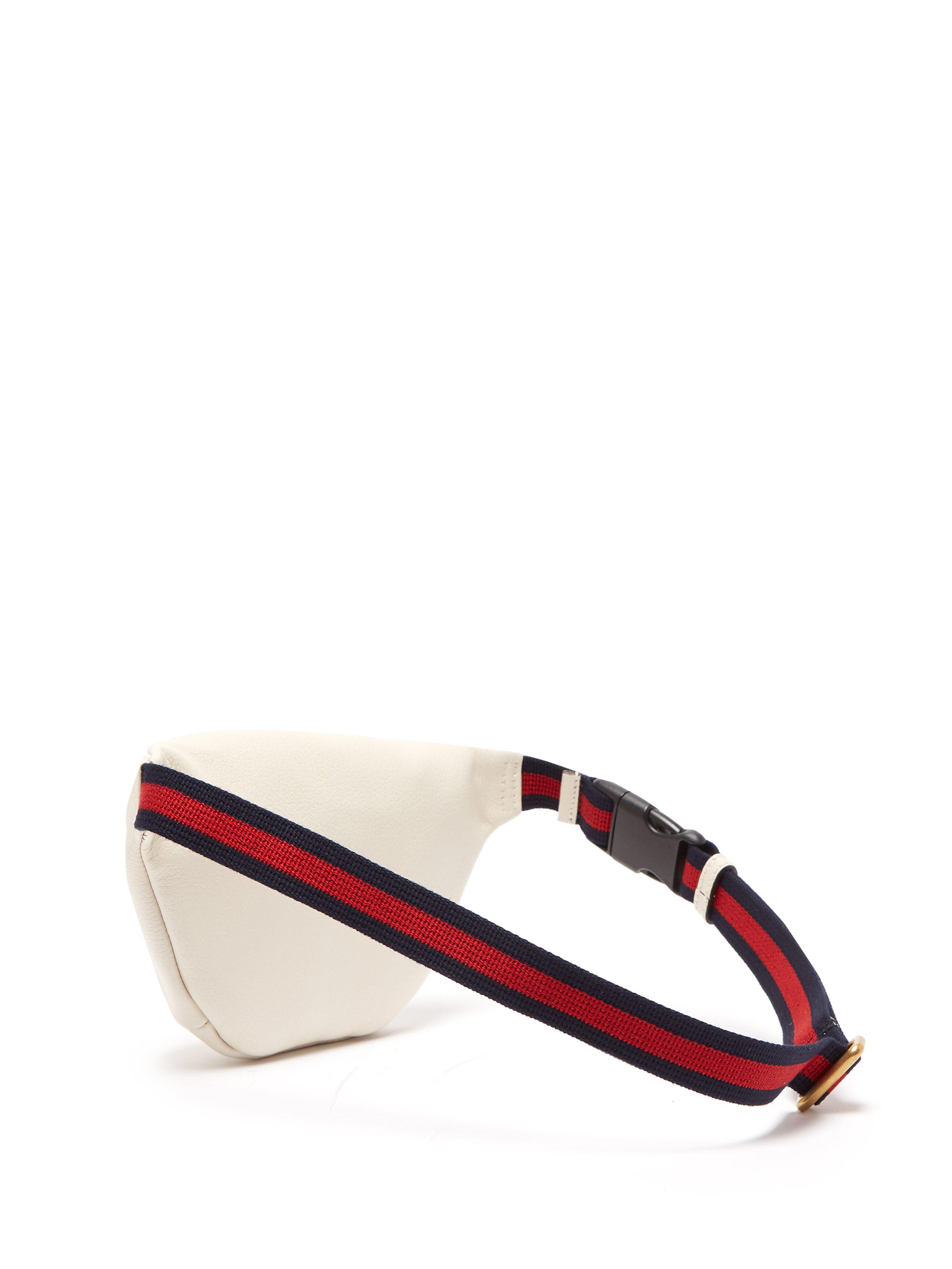 Gucci Small Logo Print Leather Belt Bag in White for Men - Lyst