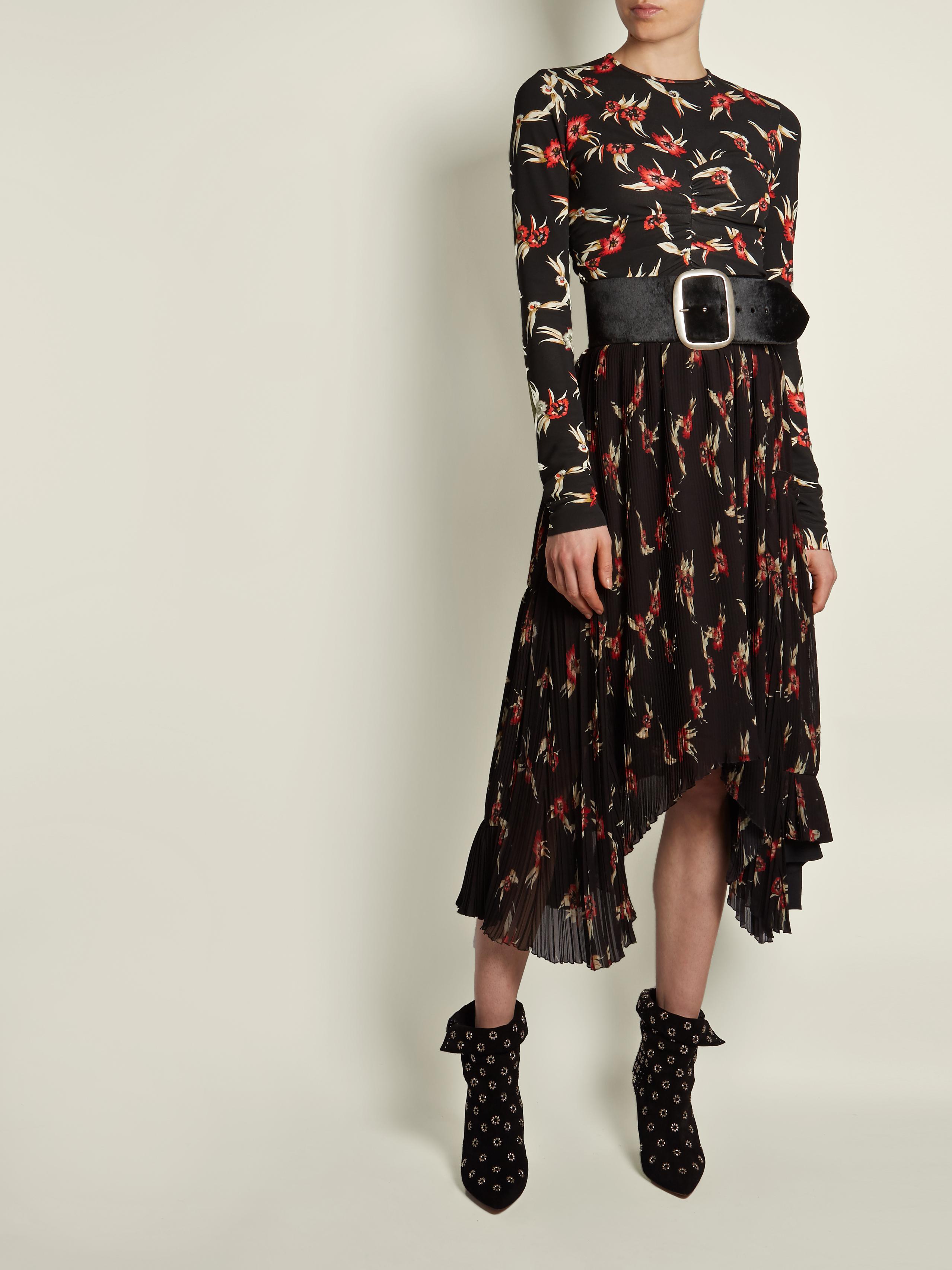 Isabel Marant Synthetic Wilny Pleated Skirt in Black Red (Black) - Lyst
