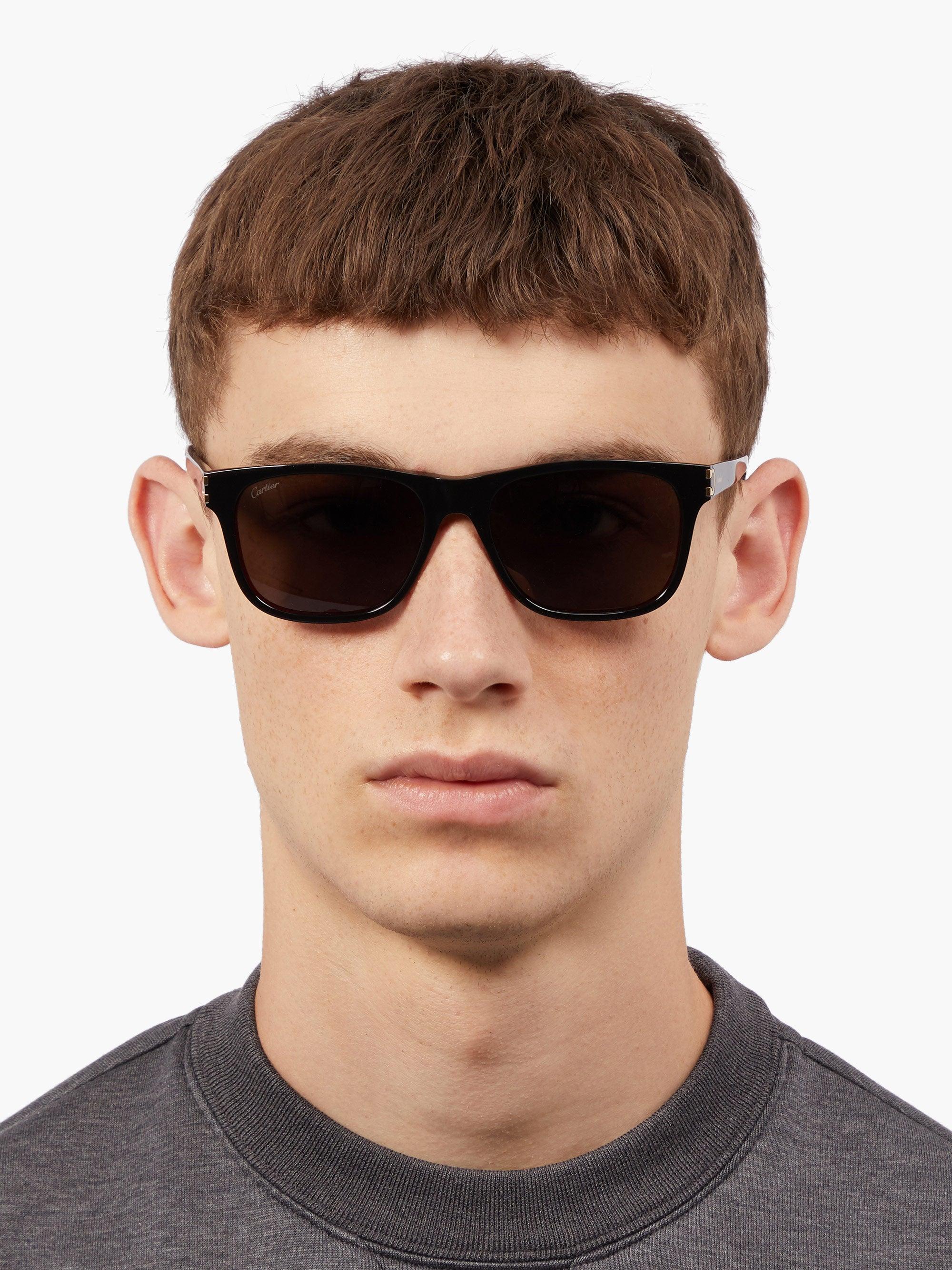 Cartier C Décor Square Acetate Sunglasses in Black for Men | Lyst