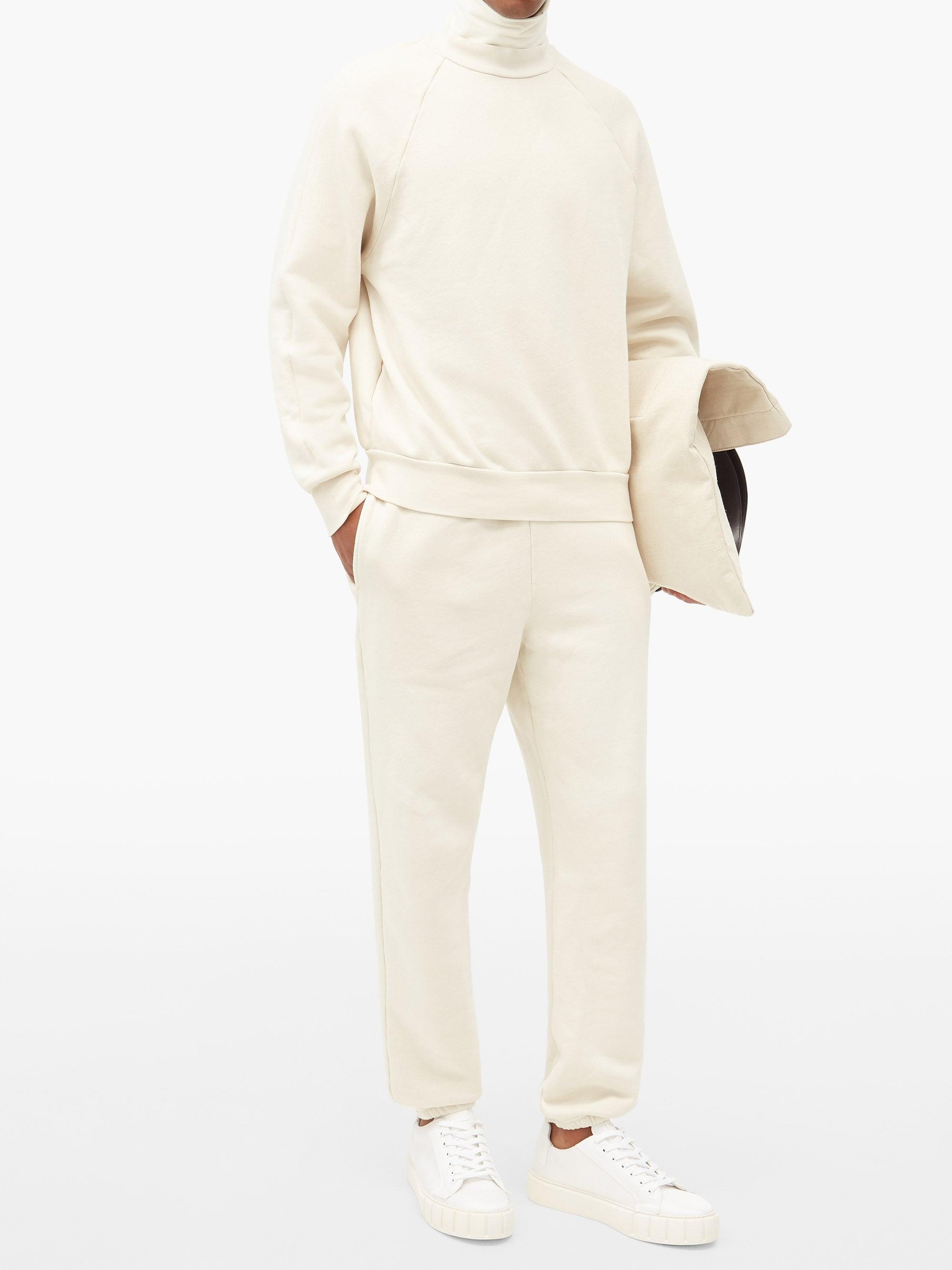 Les Tien Brushed-back Cotton-jersey Track Pants in White for Men - Lyst