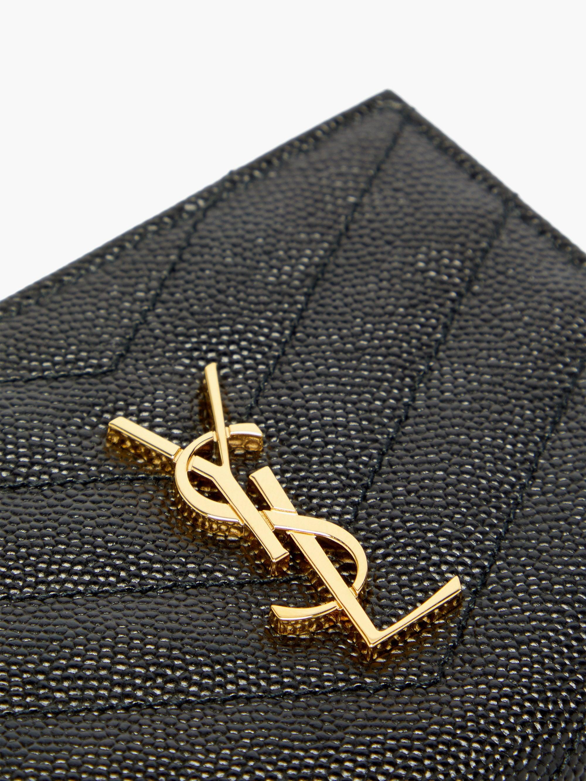 Saint Laurent Ysl-plaque Quilted Pebbled-leather Bi-fold Wallet in ...